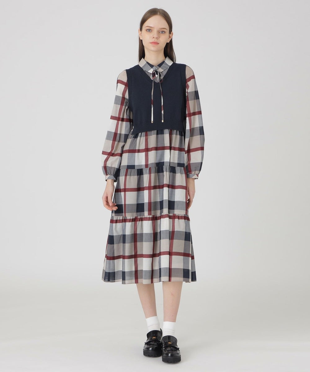 ♡nanaママ♡様クレストブリッジチェックシャドードビードッキングドレス 38 BLUE LABEL / BLACK LABEL CRESTBRIDGE | クレストブリッジチェック