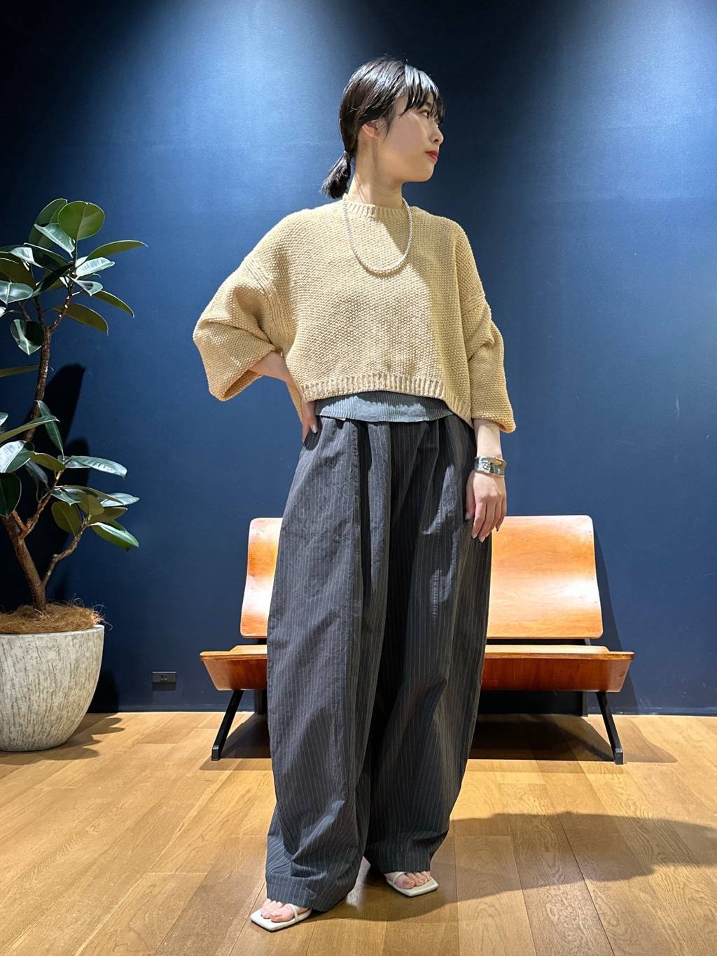 Curensology | コットンリネンストライプドロストパンツ | Rakuten