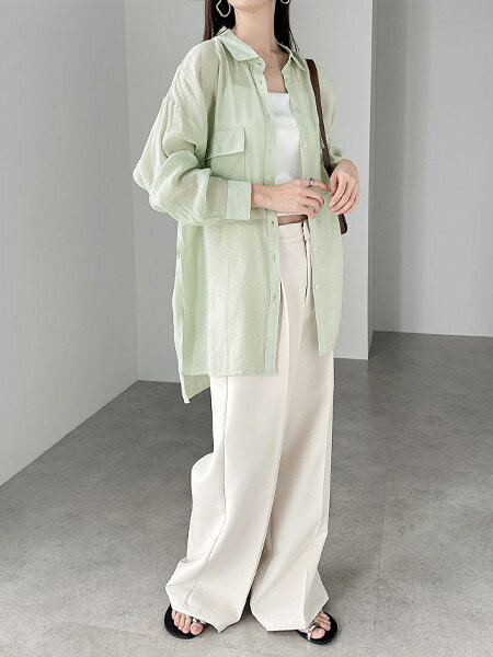 andme | オーバーサイズ 長袖 シアーシャツ | Rakuten Fashion(楽天