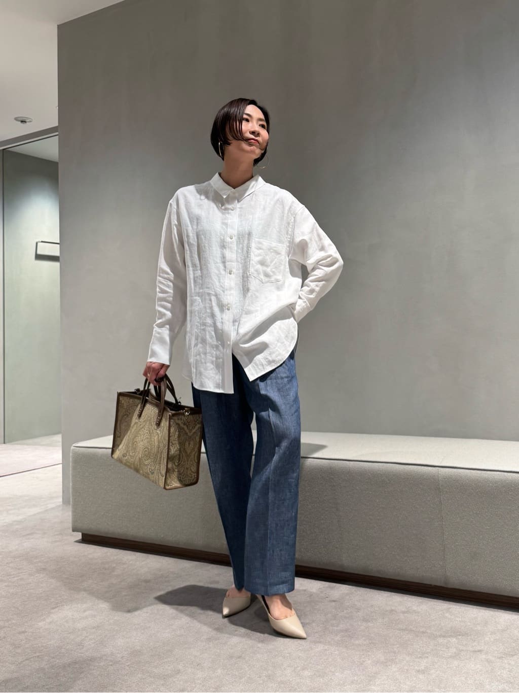 conte リネン100% デニムライク タック ワイドパンツ UNITED ARROWS LTD. OUTLET | <conte>デニムライク タック ワイド