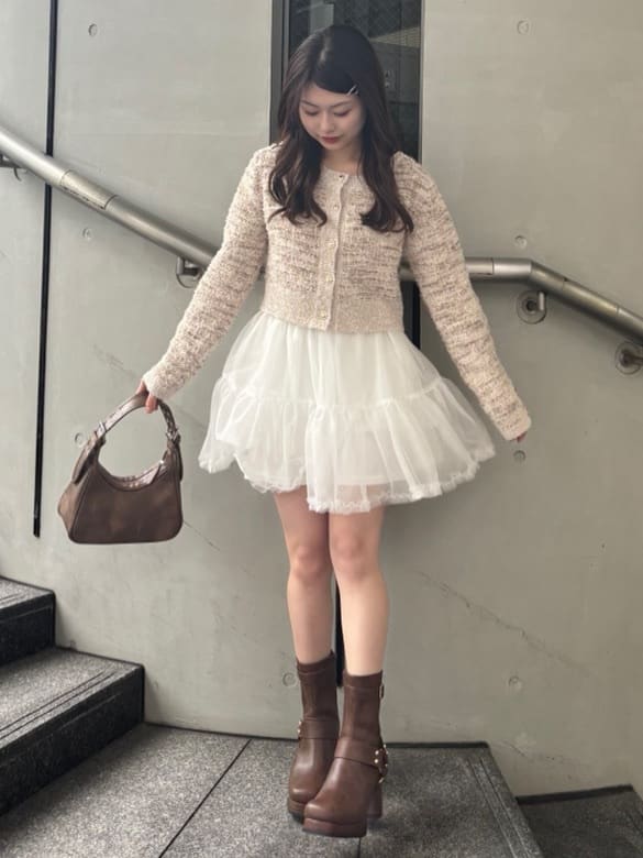 カーディガン 「岡崎紗絵さん着用アイテム」ツイードニットカーディガン 春服 レディース セール】【岡崎紗絵さん着用アイテム】ツイードニット