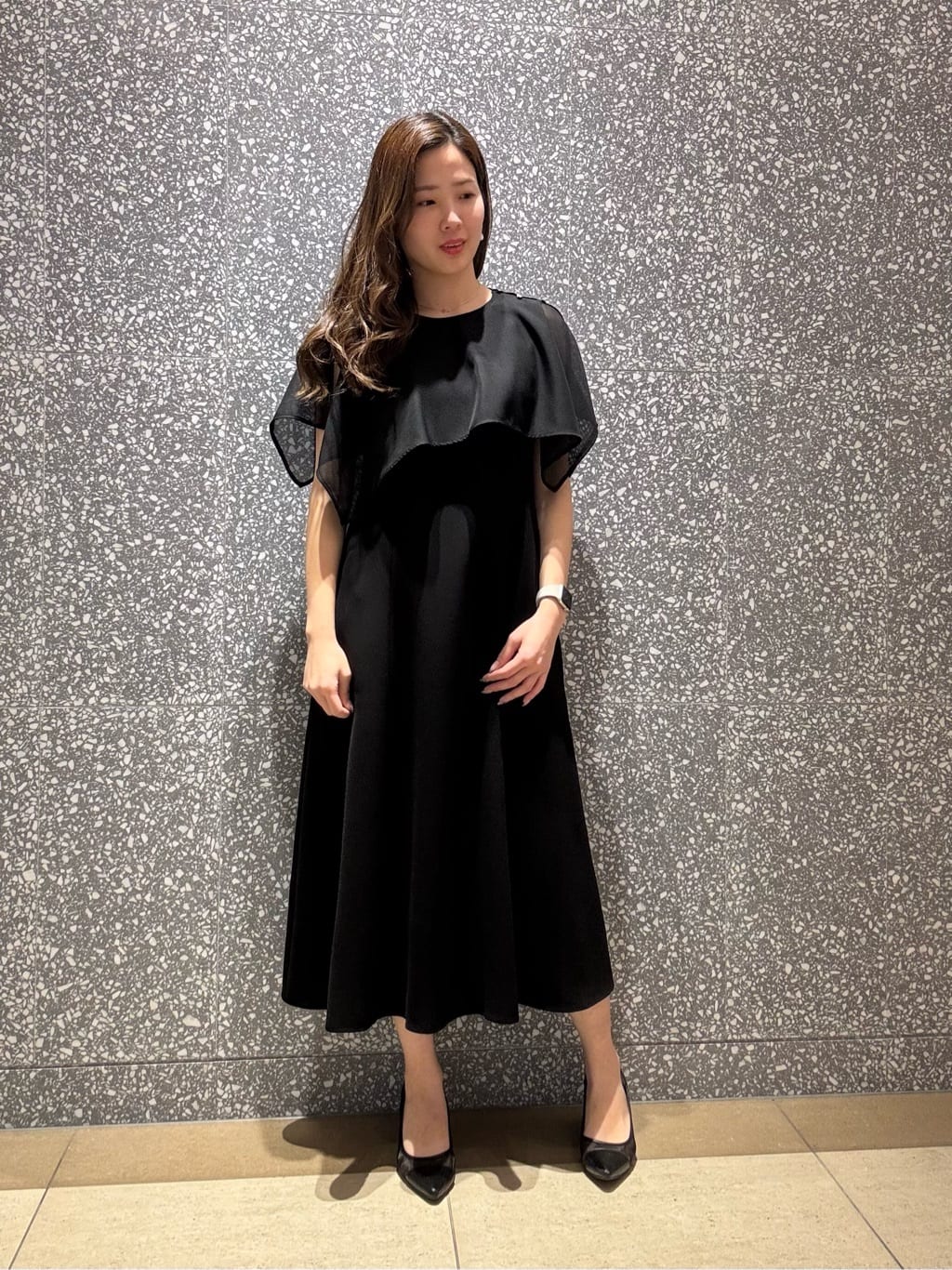 ANAYI | ダブルクロスケープ付きワンピース | Rakuten Fashion(楽天