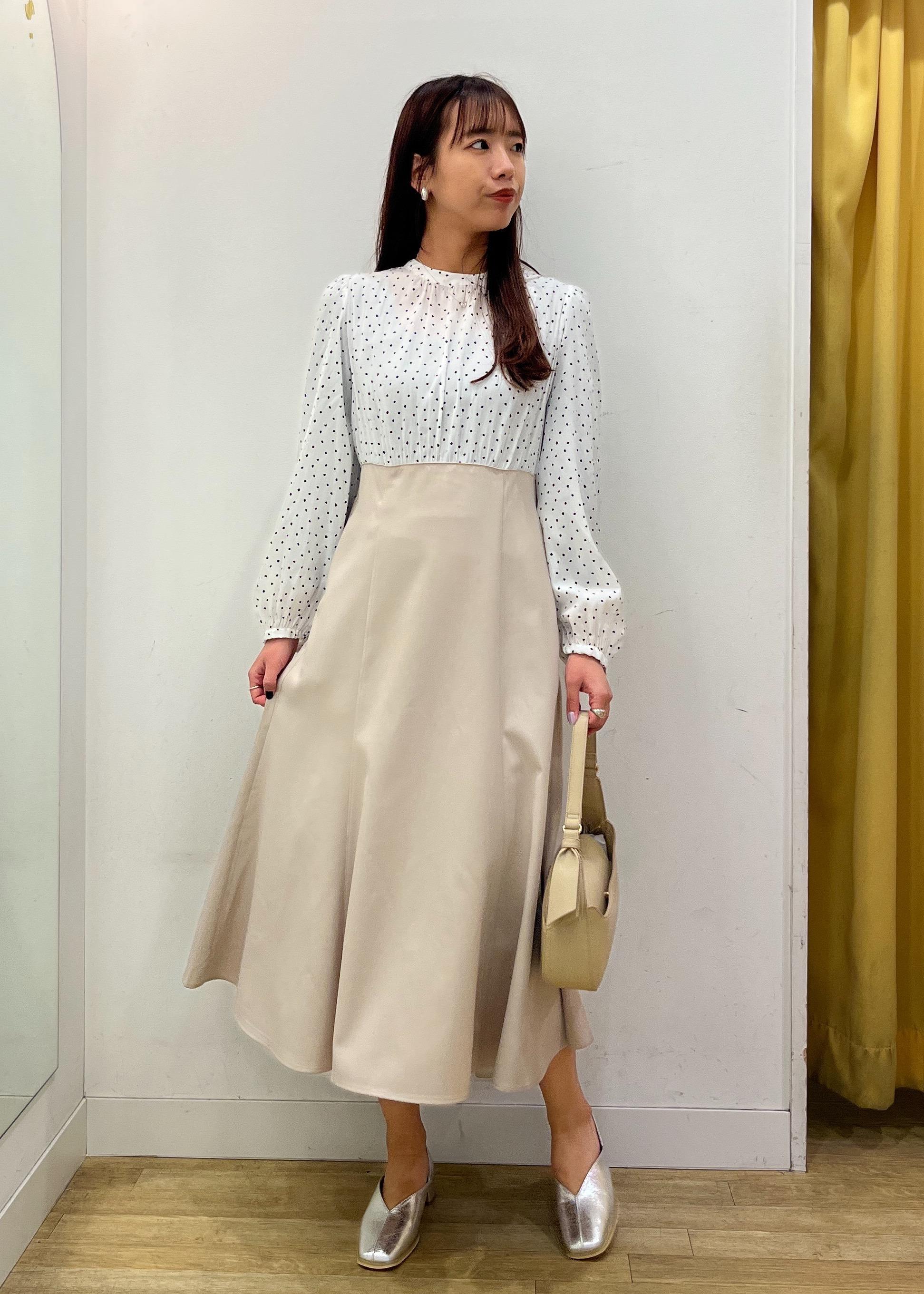ROPE' PICNICのドット柄ドッキングワンピースを使ったコーディネートを紹介します。｜Rakuten Fashion(楽天ファッション／旧楽天ブランドアベニュー)5462034
