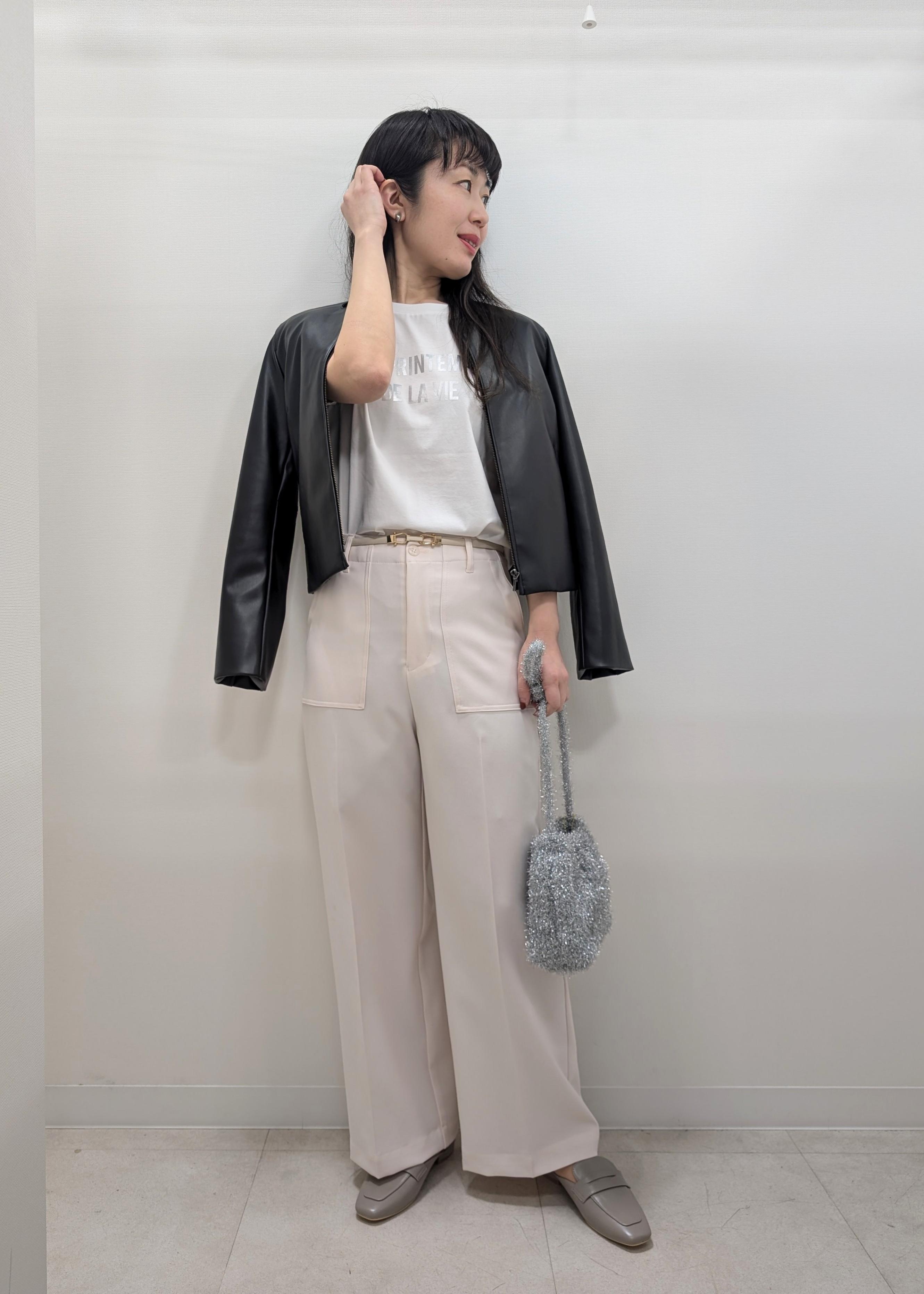 ROPE' PICNICの【花粉ガード】シンセティックレザーノーカラージャケットを使ったコーディネートを紹介します。｜Rakuten Fashion(楽天ファッション／旧楽天ブランドアベニュー)5518206
