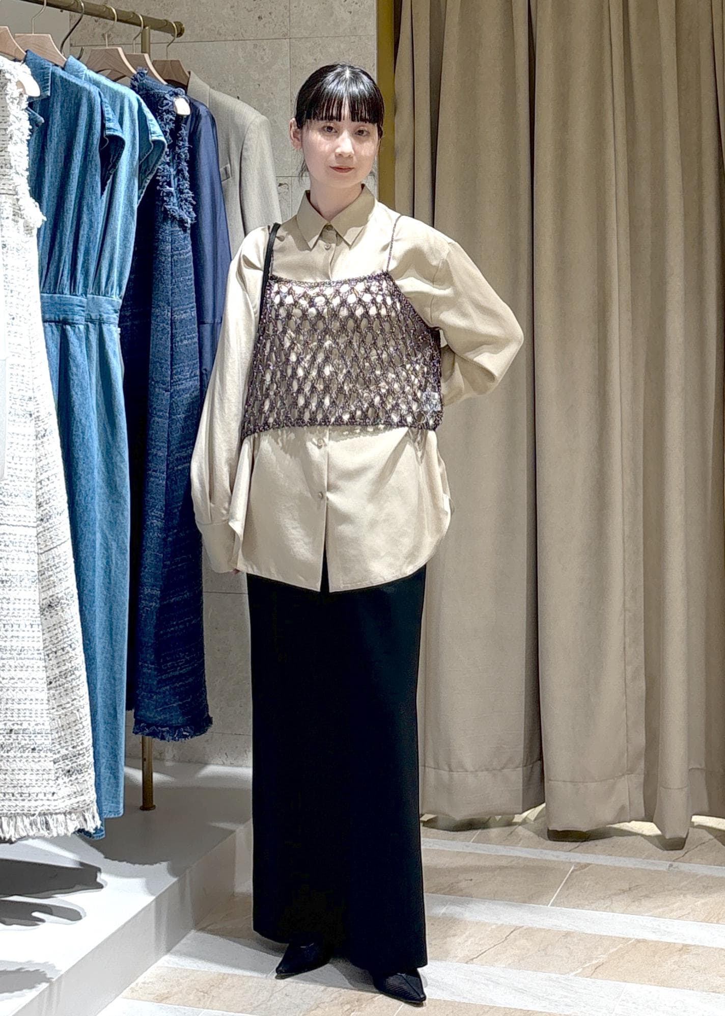 ROPE'の[25SS]GENTLE SILK シャツ【セットアップ対応】を使ったコーディネートを紹介します。｜Rakuten Fashion(楽天ファッション／旧楽天ブランドアベニュー)5519293