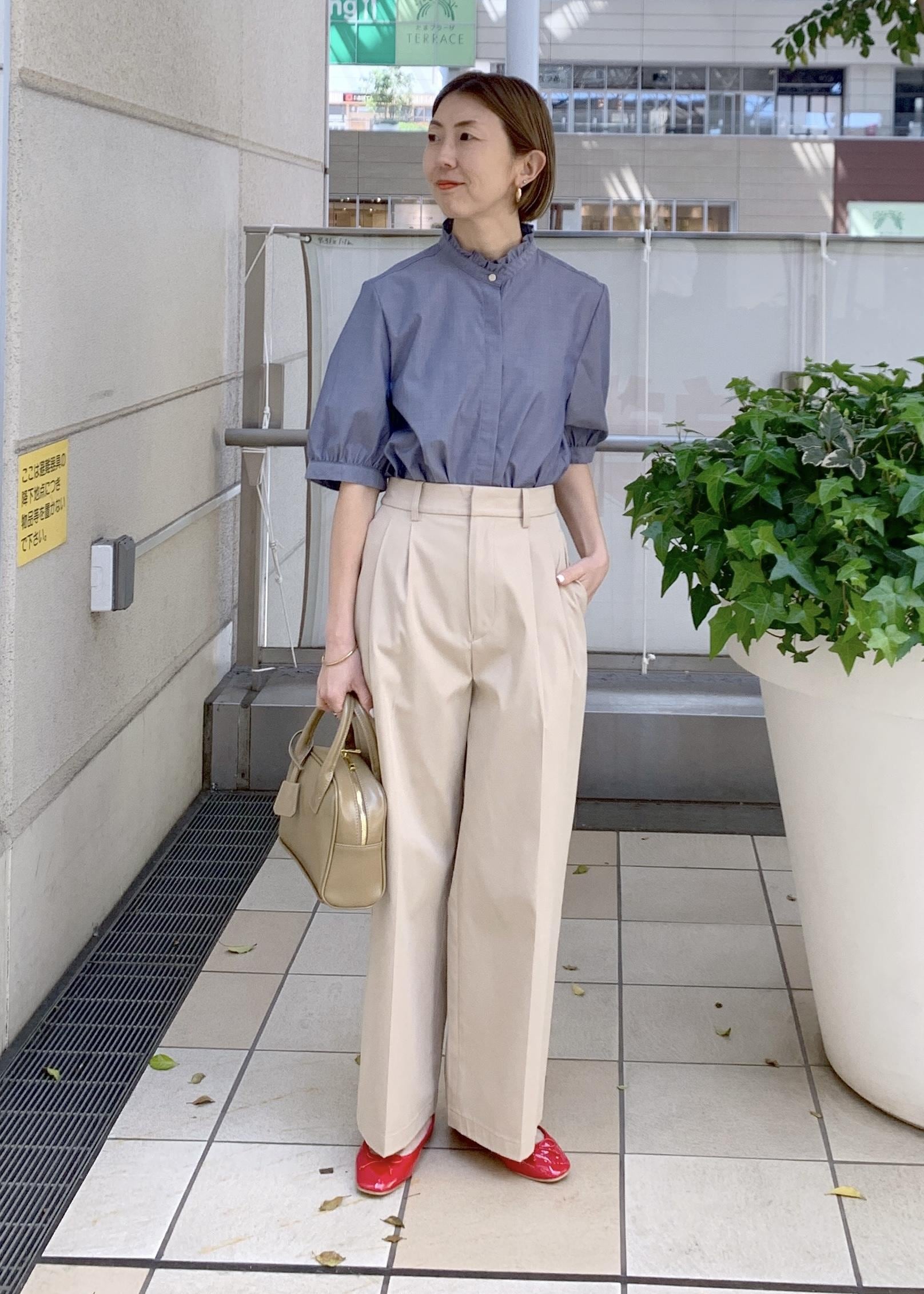ROPE' PICNICの【花粉ガード・防シワ】ハーフスリーブフリルシャツを使ったコーディネートを紹介します。｜Rakuten Fashion(楽天ファッション／旧楽天ブランドアベニュー)5545700
