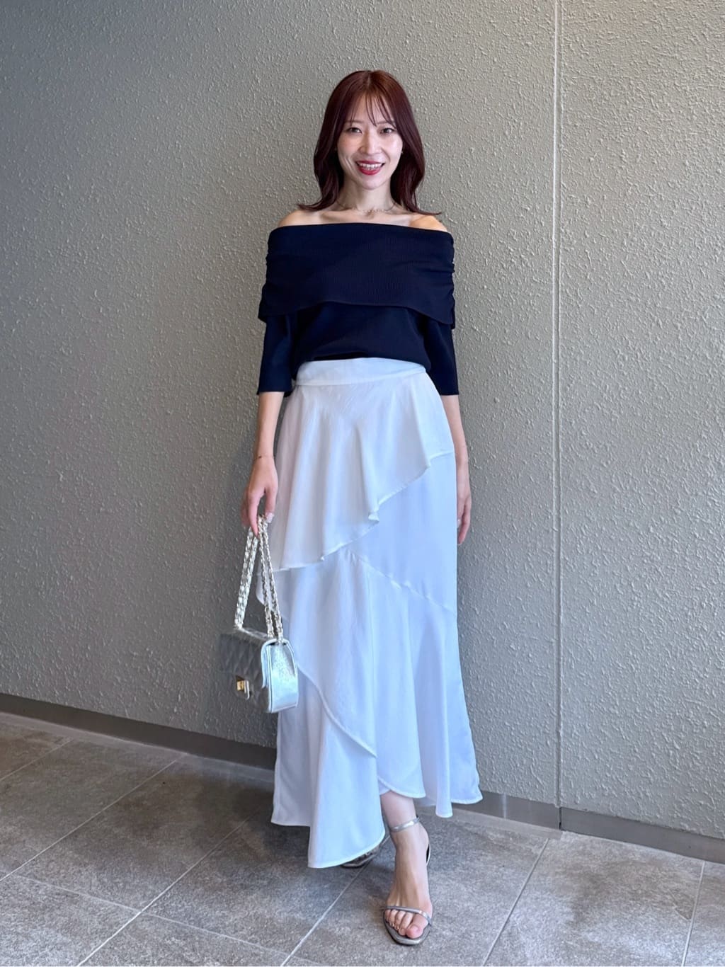 La boutique BonBon クールタッチUVオフショルリブニット 最強