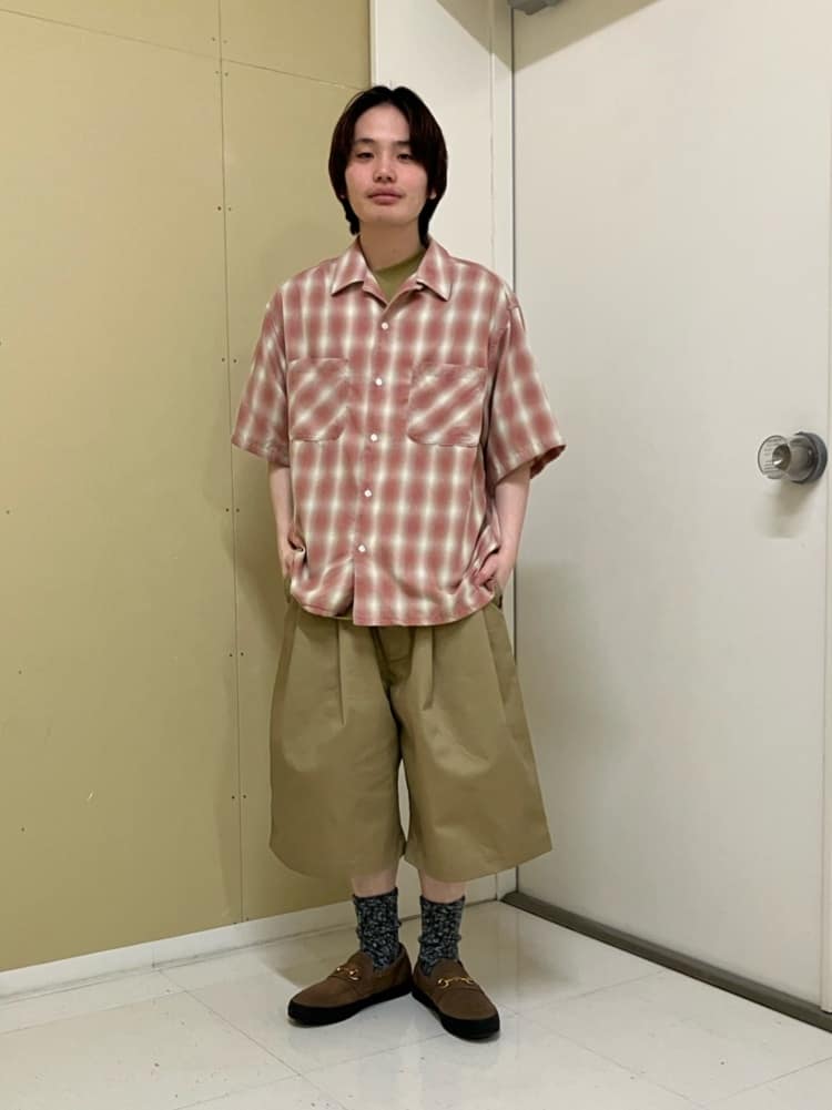 FREAK'S STORE | ブリーチ加工 オープンカラー オンブレチェックシャツ
