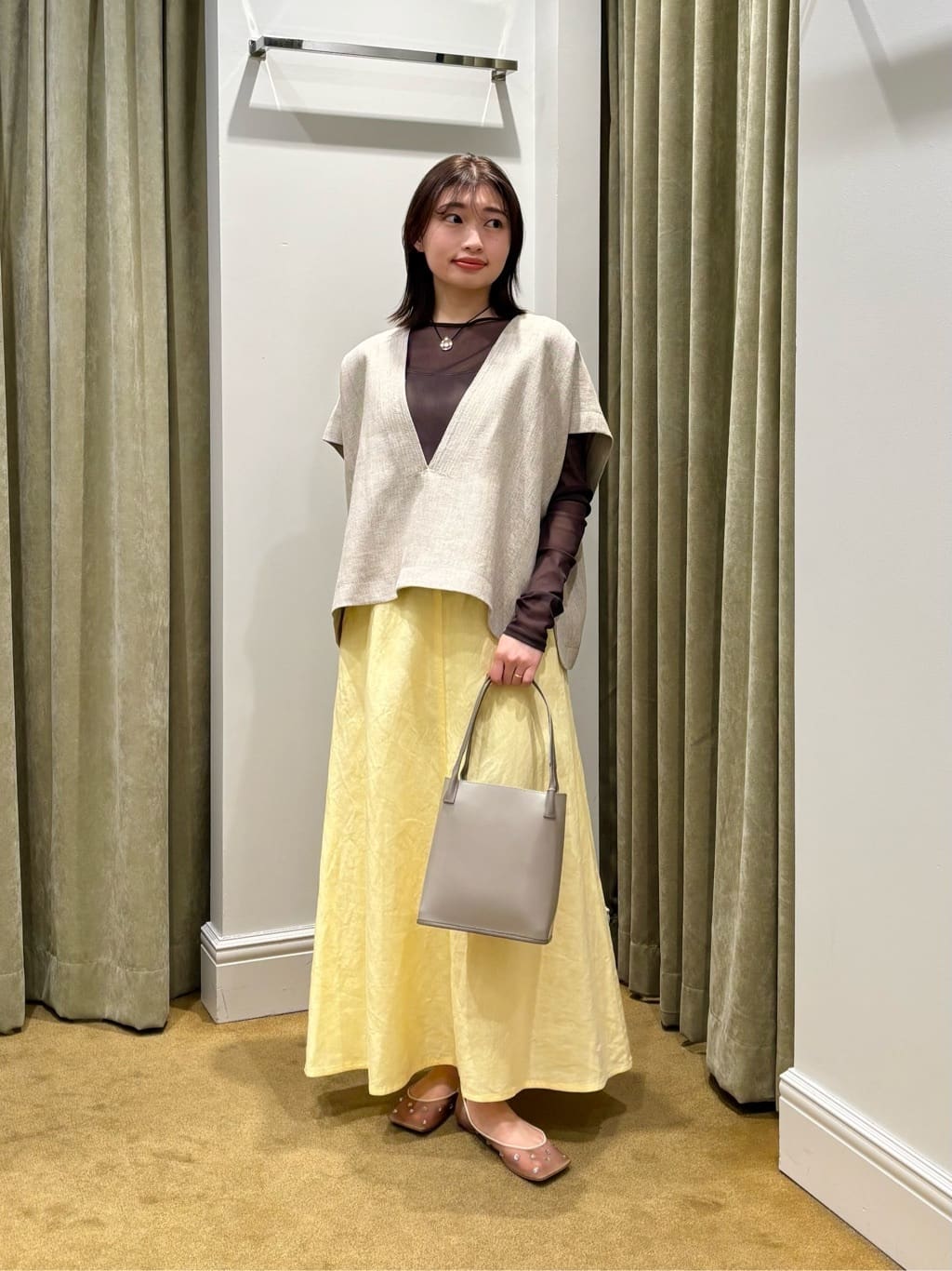 UNITED ARROWS LTD. OUTLET | リネン フレア マキシスカート YELLOW