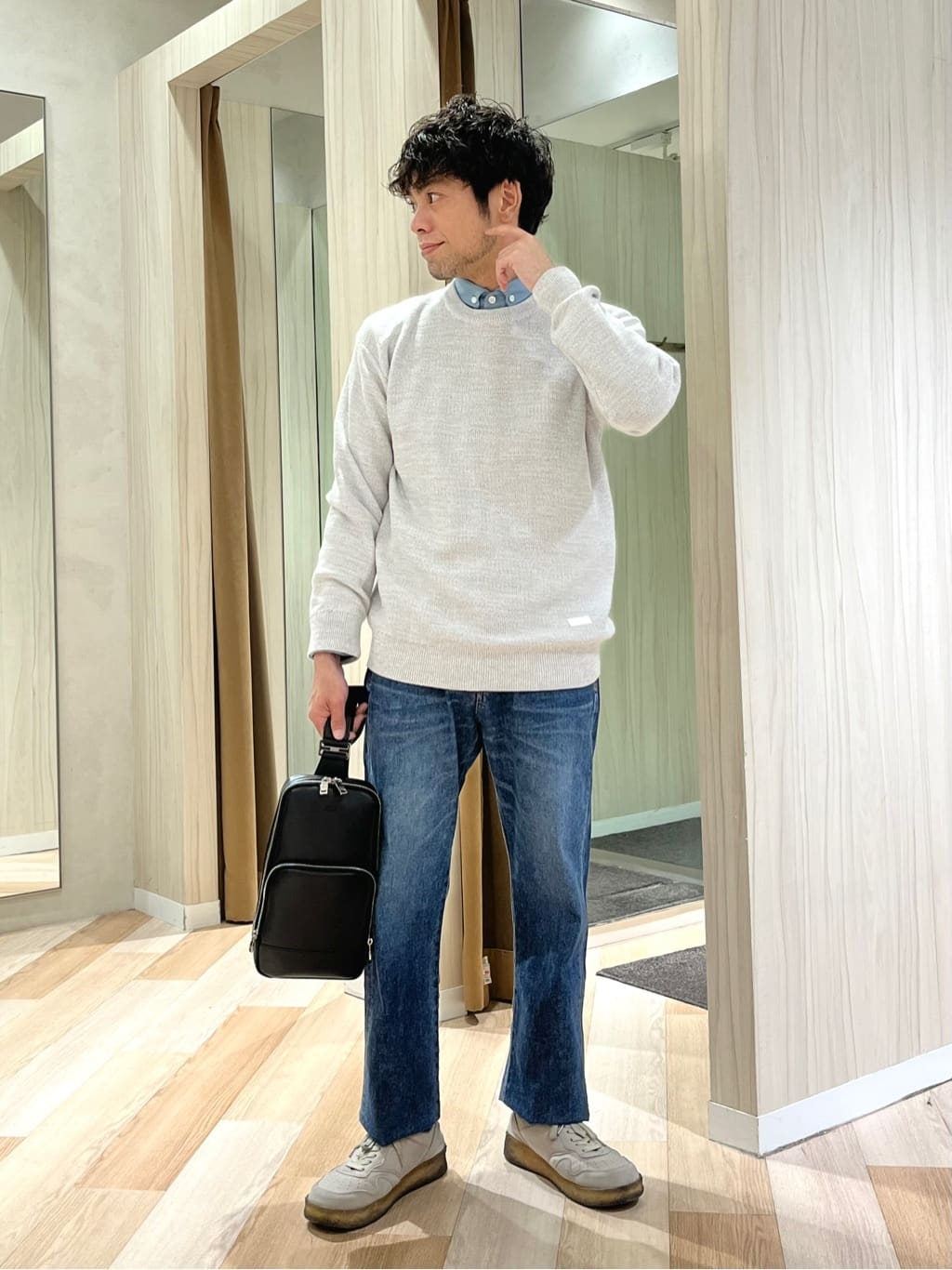 TAKEO KIKUCHIのスプリング メランジ ニットを使ったコーディネートを紹介します。｜Rakuten Fashion(楽天ファッション／旧楽天ブランドアベニュー)5494453