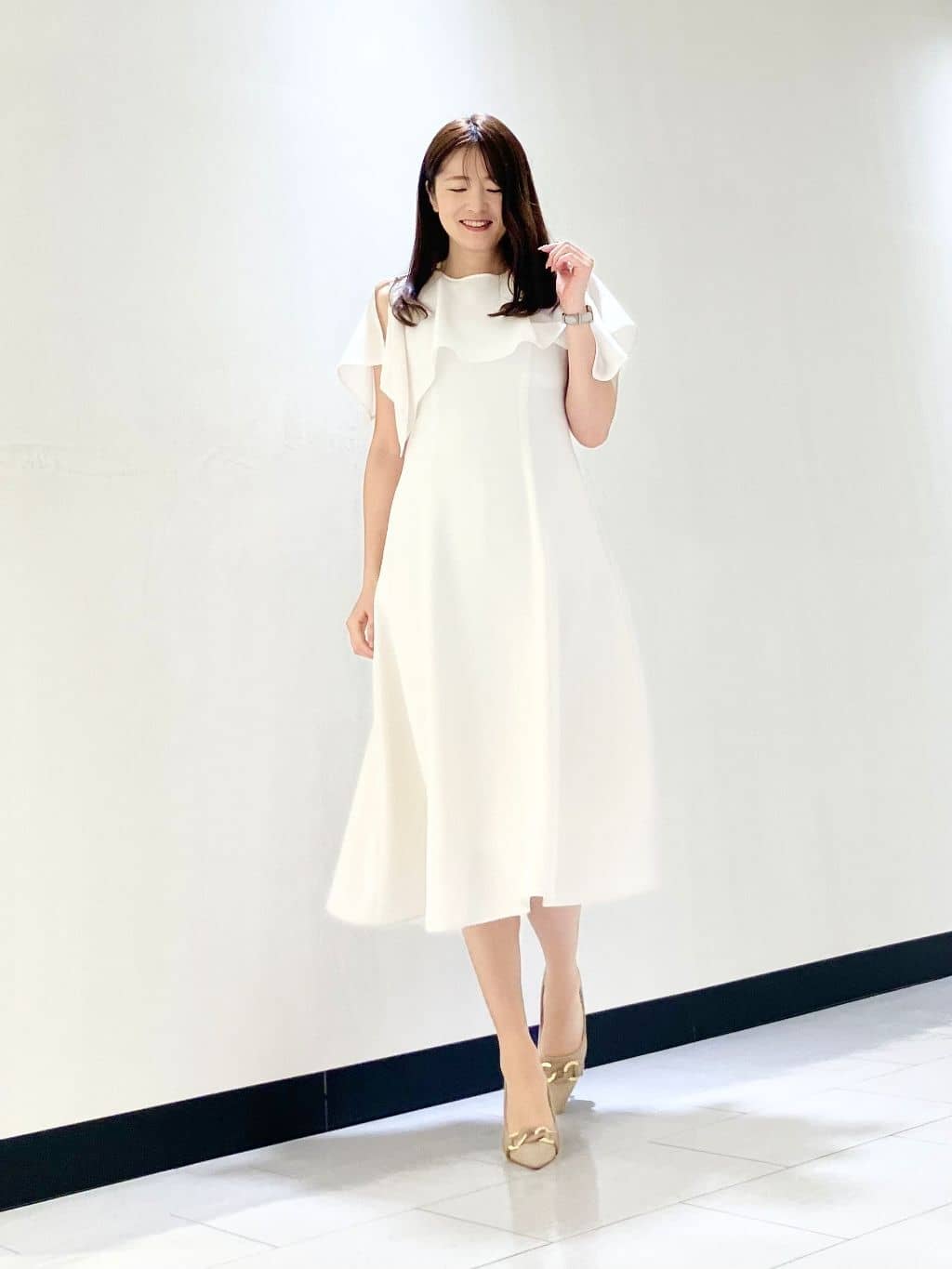 ANAYI | ダブルクロスケープ付きワンピース | Rakuten Fashion(楽天