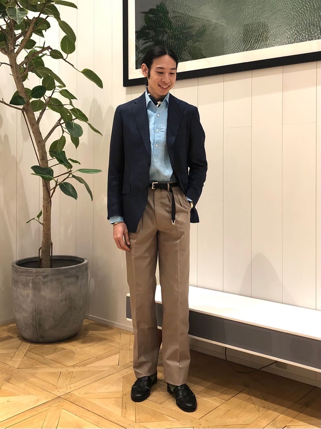 【最小】トゥモローランドピルグリム×ロロピアーナ　リネンツイードジャケット　濃紺 ロロピアーナ×tomorrowland リネンジャケット 最小