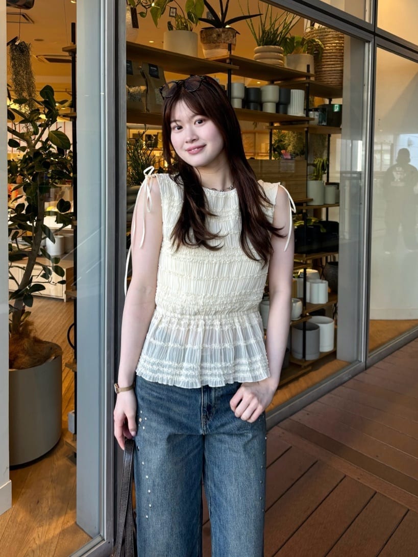 moussyのFRILL CHIFFON ブラウスを使ったコーディネート | Rakuten 