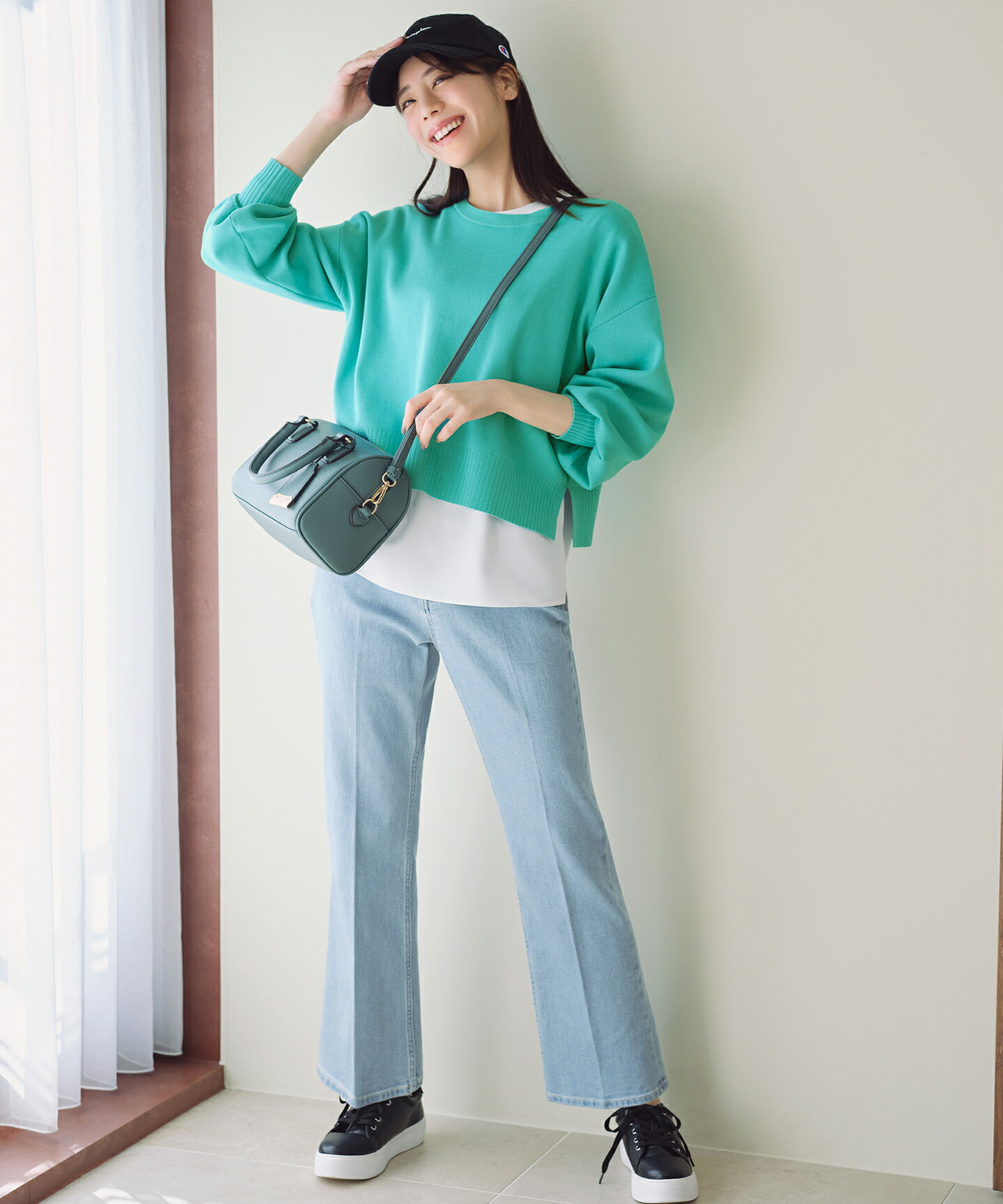 ANY SIS | 【美Denimシリーズ】センタープレスセミフレア デニム