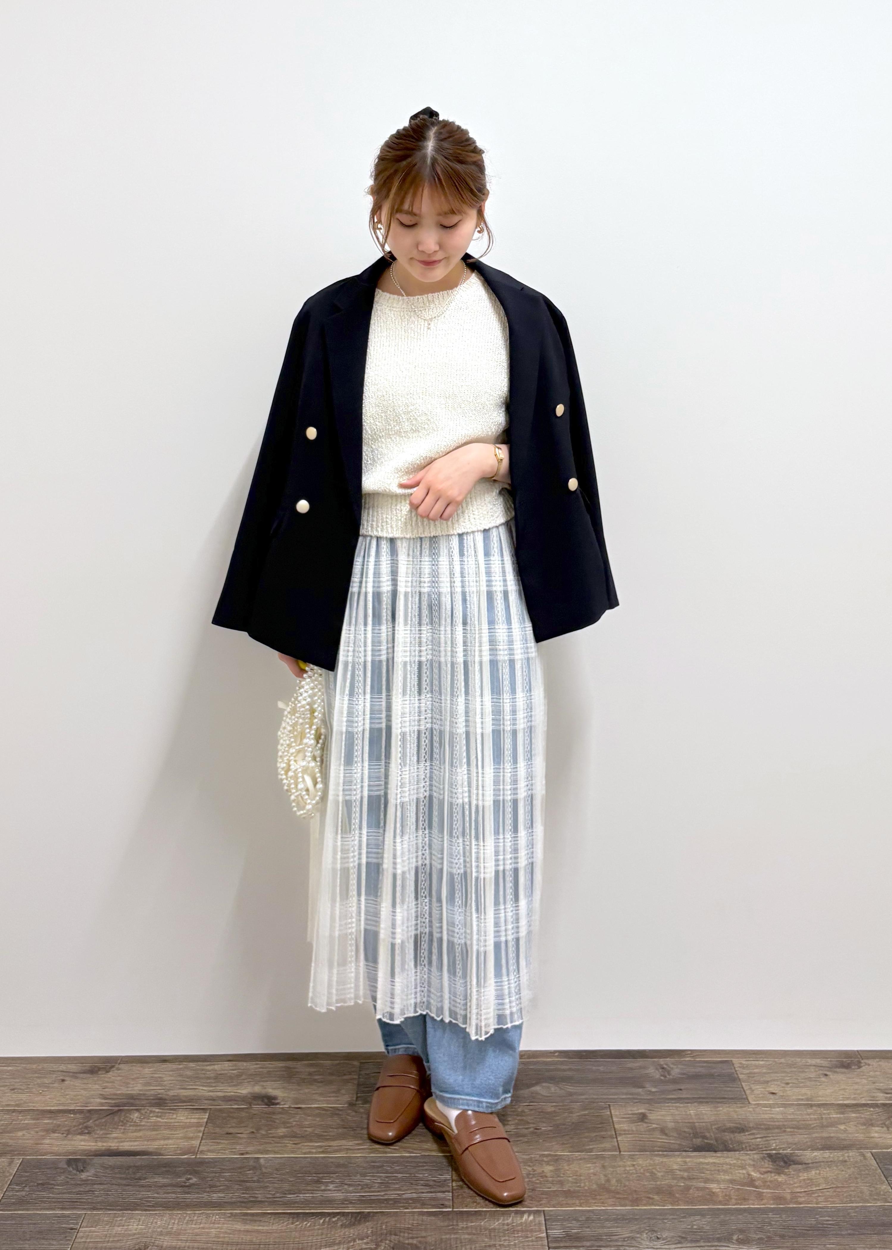 ROPE' PICNICのラメ混綿ニットハーフスリーブプルオーバーを使ったコーディネートを紹介します。｜Rakuten Fashion(楽天ファッション／旧楽天ブランドアベニュー)5578458