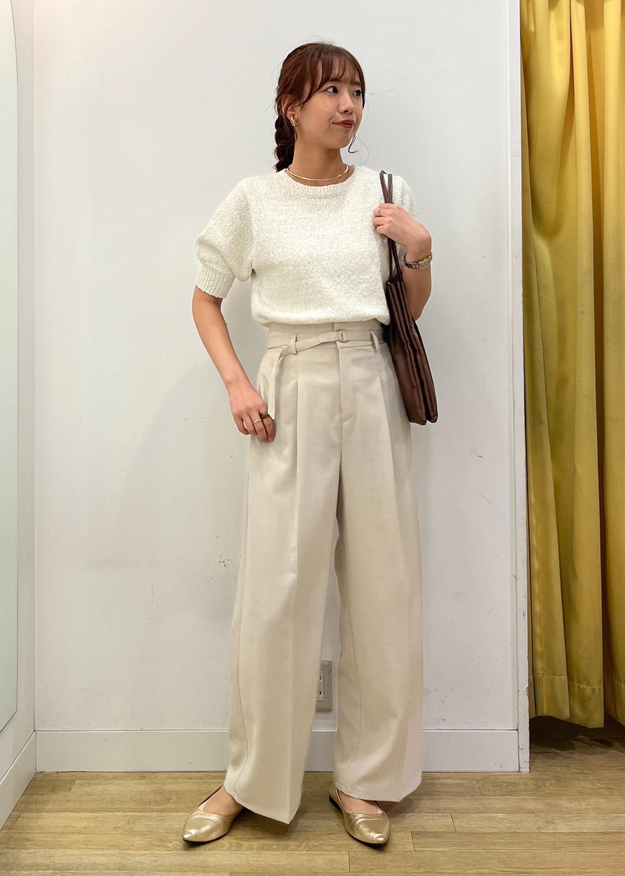 ROPE' PICNICのラメ混綿ニットハーフスリーブプルオーバーを使ったコーディネートを紹介します。｜Rakuten Fashion(楽天ファッション／旧楽天ブランドアベニュー)5578508