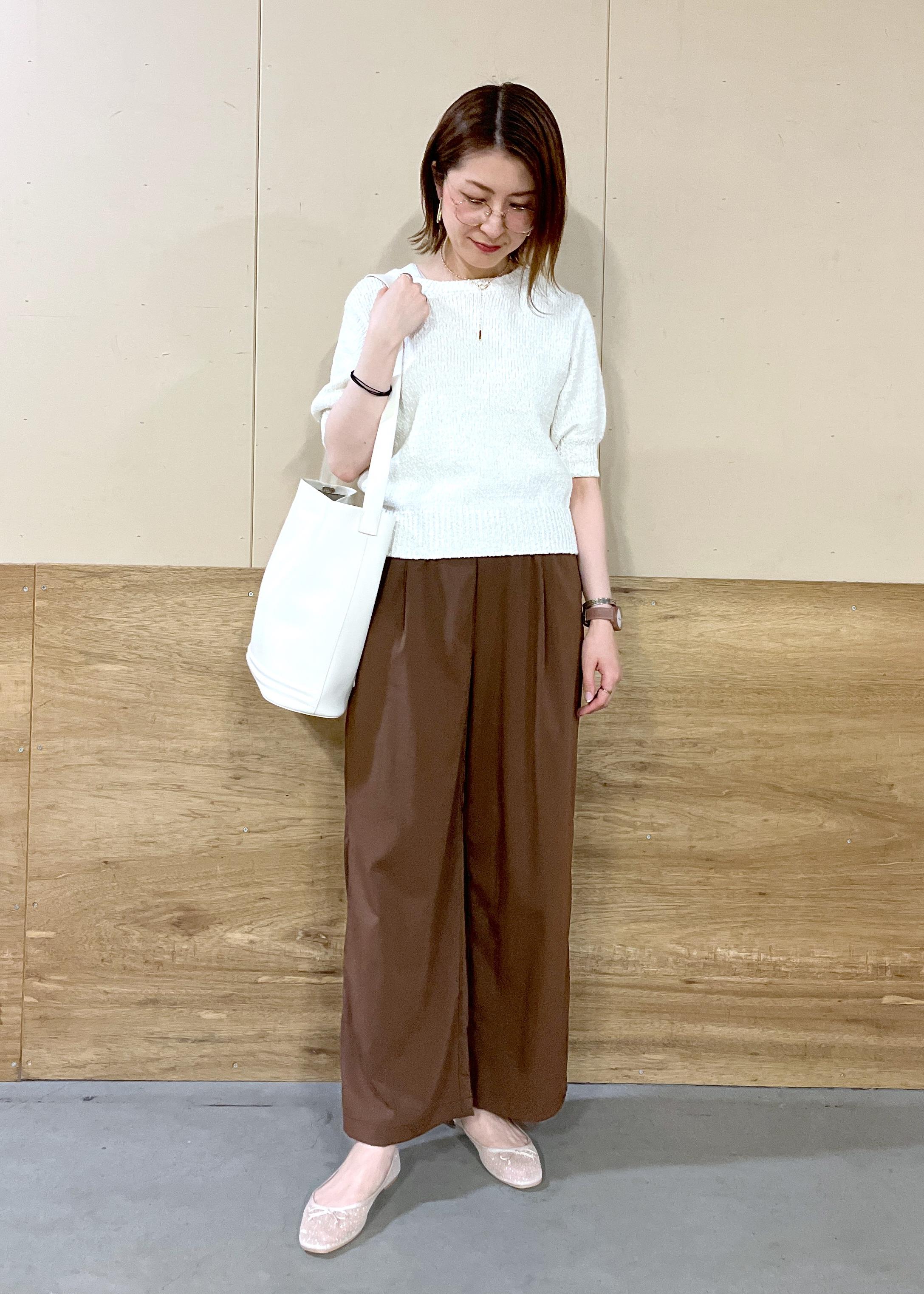 ROPE' PICNICのラメ混綿ニットハーフスリーブプルオーバーを使ったコーディネートを紹介します。｜Rakuten Fashion(楽天ファッション／旧楽天ブランドアベニュー)5649330