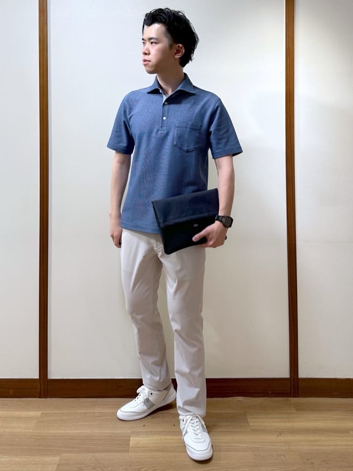 TAKEO KIKUCHIの【抗菌防臭/9色5サイズ展開】ハニカムメランジ ポロシャツを使ったコーディネートを紹介します。｜Rakuten Fashion(楽天ファッション／旧楽天ブランドアベニュー)5587523
