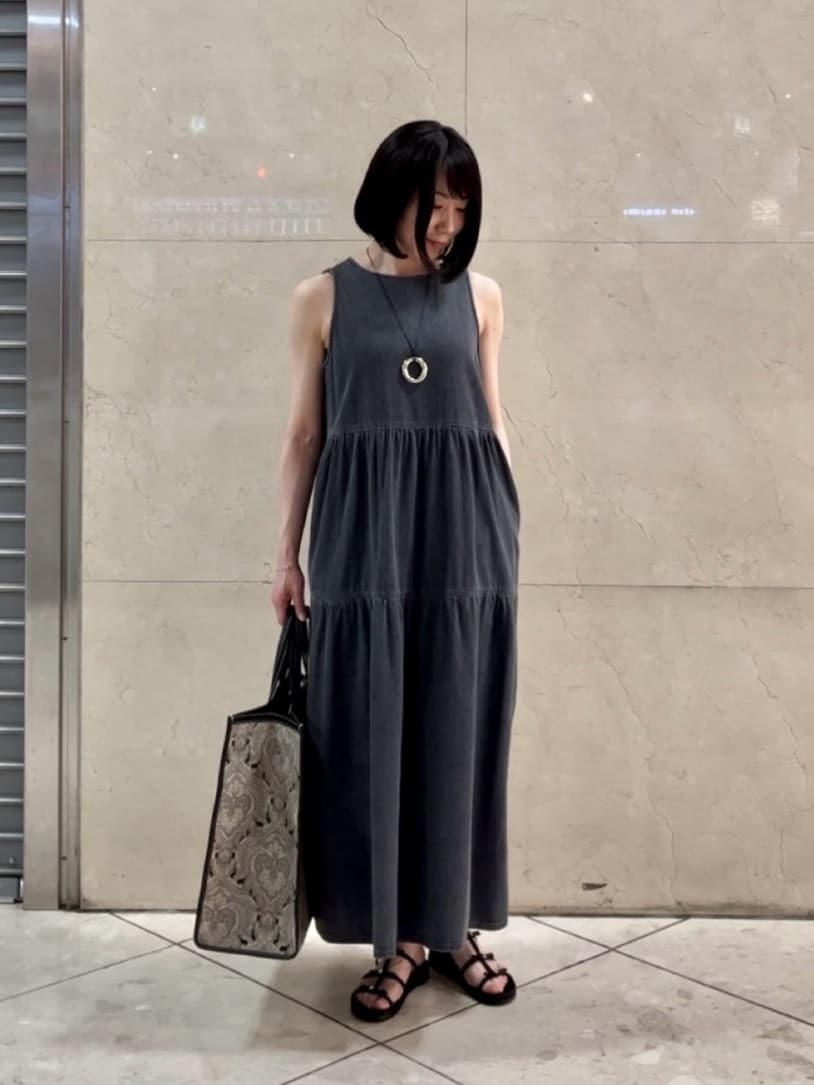 UNITED ARROWSデニム ティアード ノースリーブワンピース UNITED ARROWSデニム ティアード ノースリーブワンピース オ