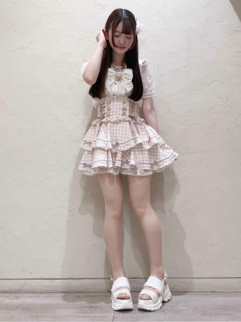 ESPERANZAのツイード風フラワーベルトスポサンを使ったコーディネートを紹介します。｜Rakuten Fashion(楽天ファッション／旧楽天ブランドアベニュー)5597642