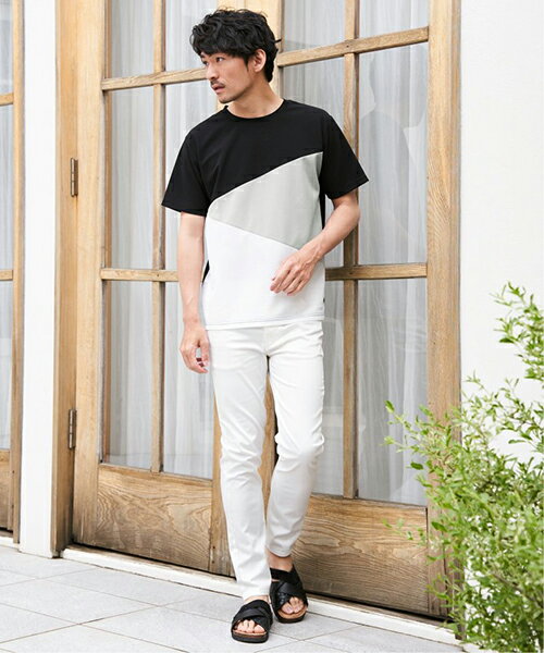 ikka | 【お得だ値】マルチファンクション斜め切り替えTシャツ【接触冷