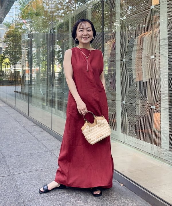 BEAMS 2way リネンワンピース ビームス ラップロングワンピース Demi