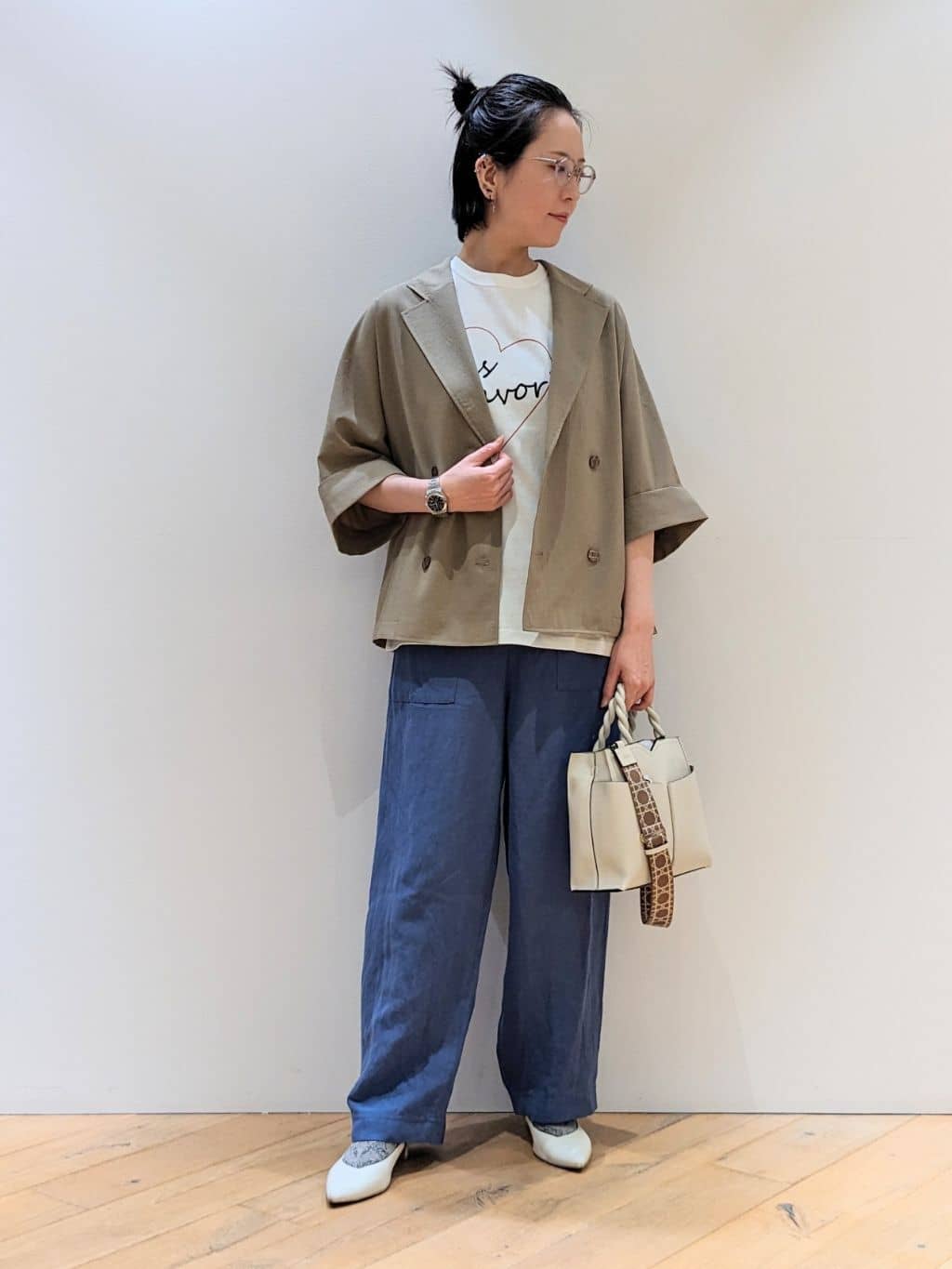 Rouge vif la cleの撥水ドルマンハーフスリーブジャケットを使った