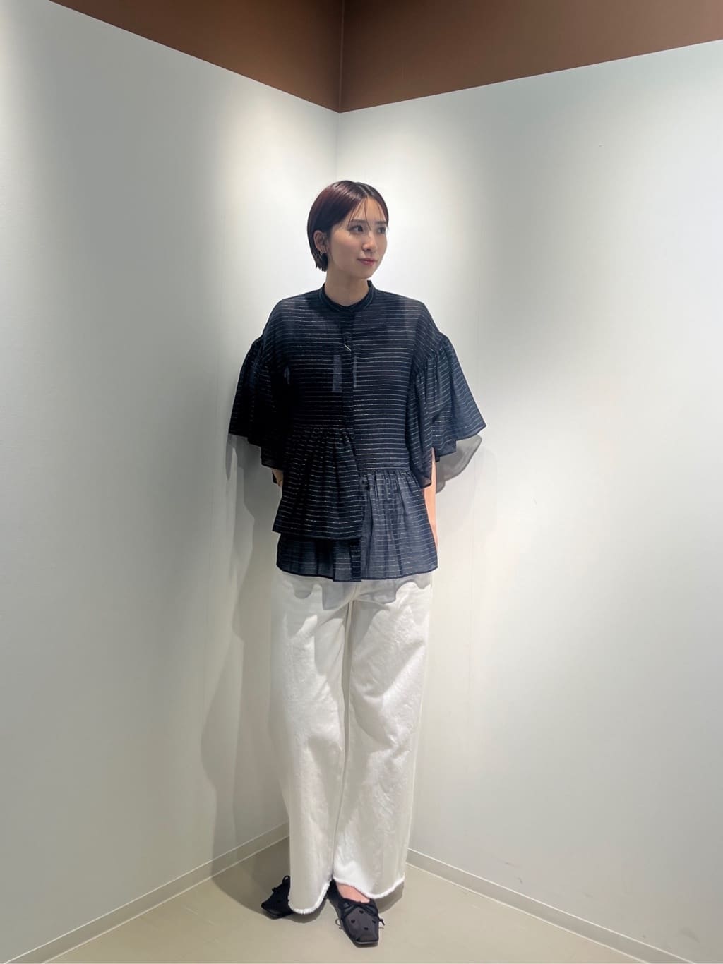 UNITED ARROWS LTD. OUTLET | シアーラメ イレギュラーペプラム 六分袖