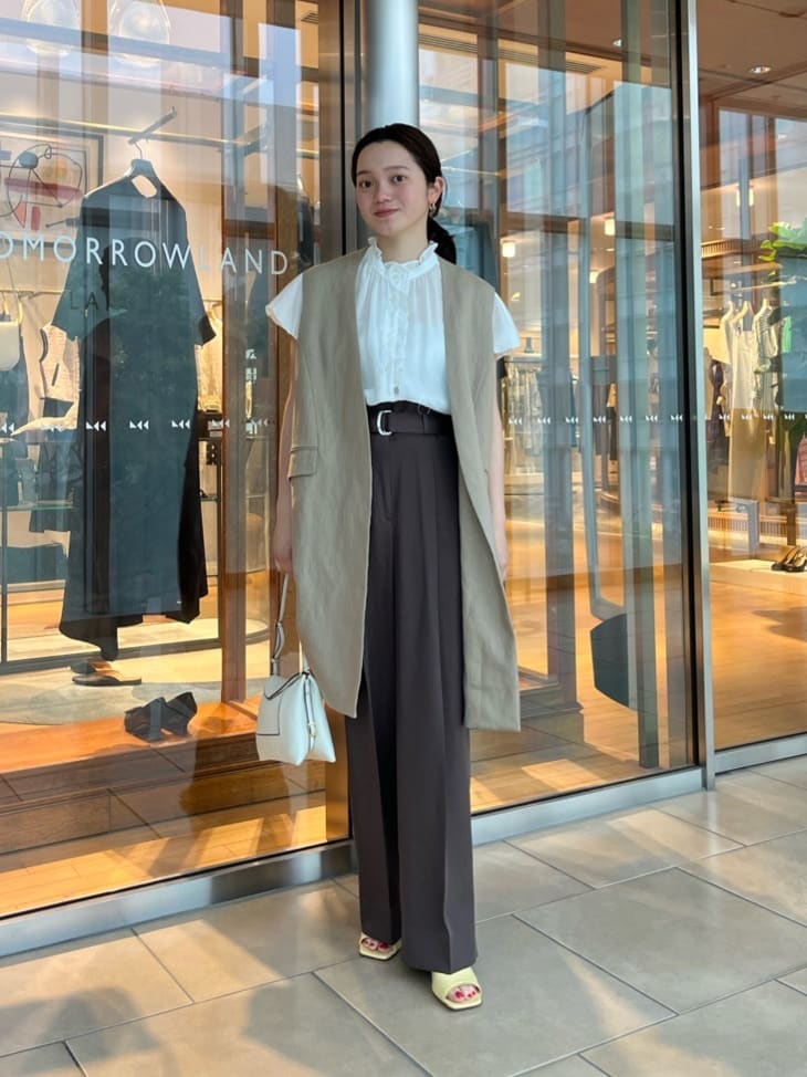 DES PRÉS　デプレ　麻 リネン　ファブリックコンビ ロングジレ　ベスト TOMORROWLAND | ファブリックコンビ ロングジレ | Rakuten Fashion