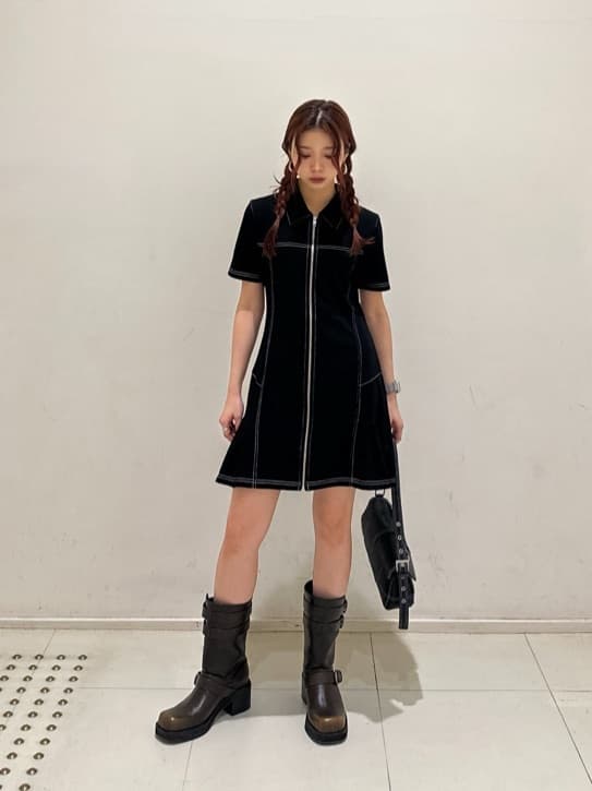 SLY | FRONT ZIP SIDE PLEATS ショートワンピース | Rakuten Fashion