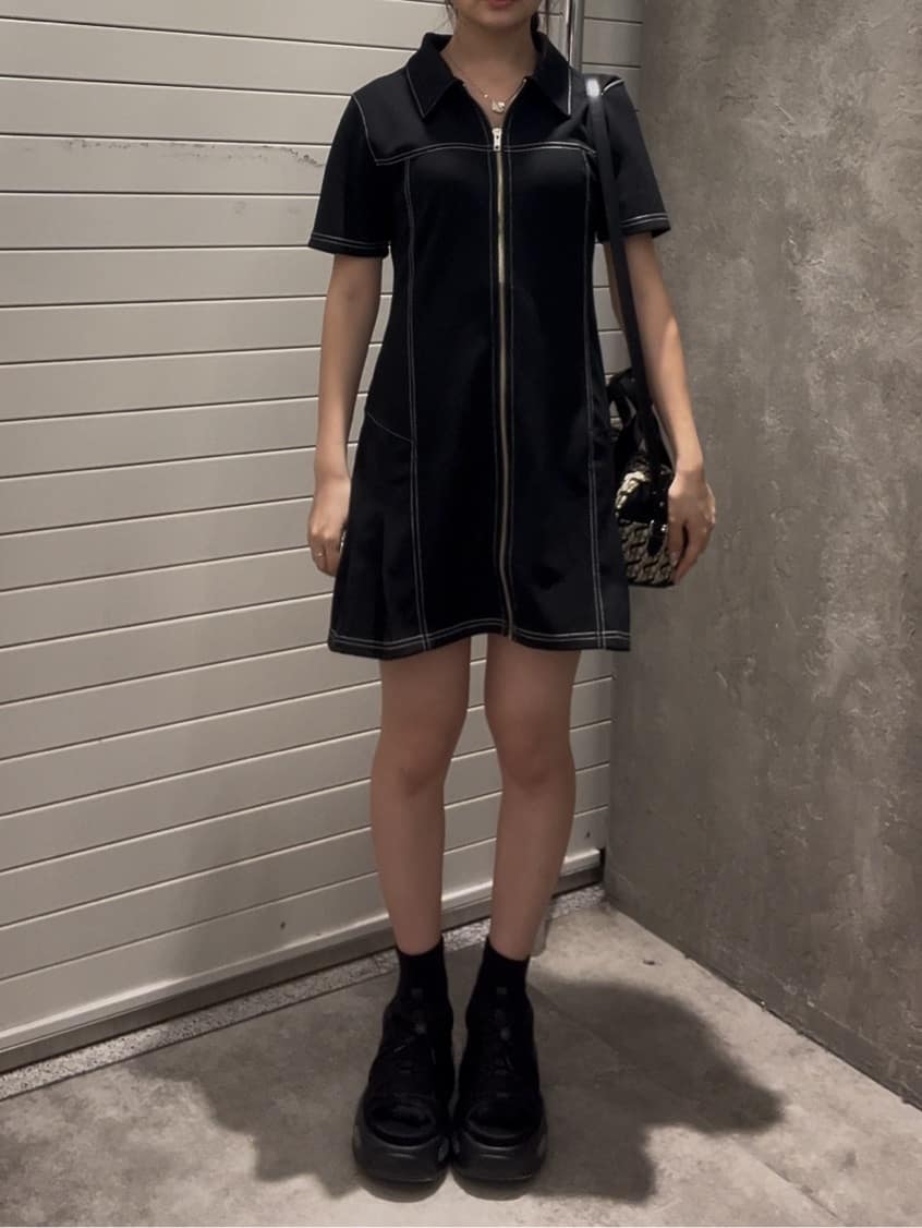 SLY | FRONT ZIP SIDE PLEATS ショートワンピース | Rakuten Fashion