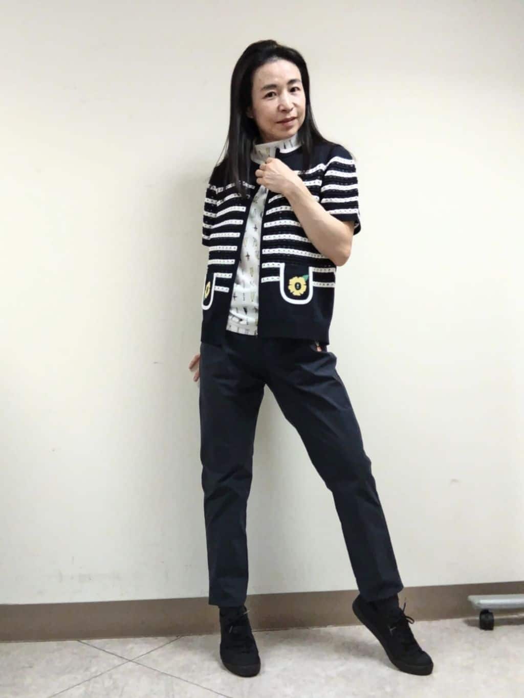 Picone Clubのフラワー刺繍ジップカーディガンを使ったコーディネートを紹介します。｜Rakuten Fashion(楽天ファッション／旧楽天ブランドアベニュー)5616375