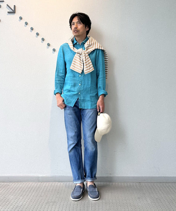 BEAMS MEN | リネン カッタウェイ ワイドカラーシャツ | Rakuten