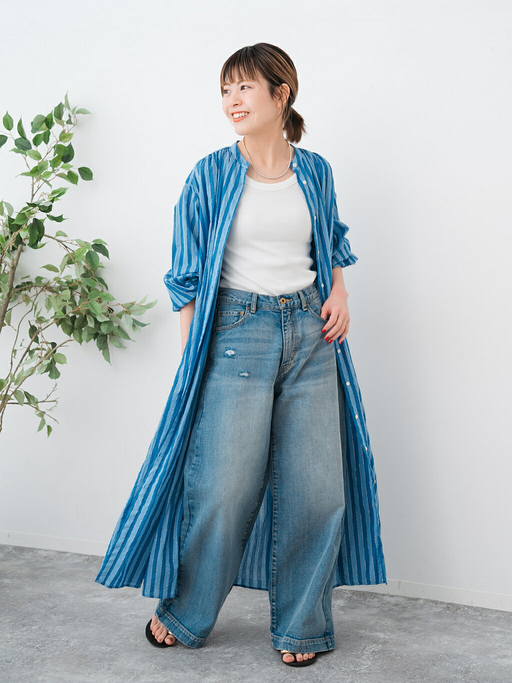 Spick & Span | HYU ストライプギャザーシャツワンピース | Rakuten