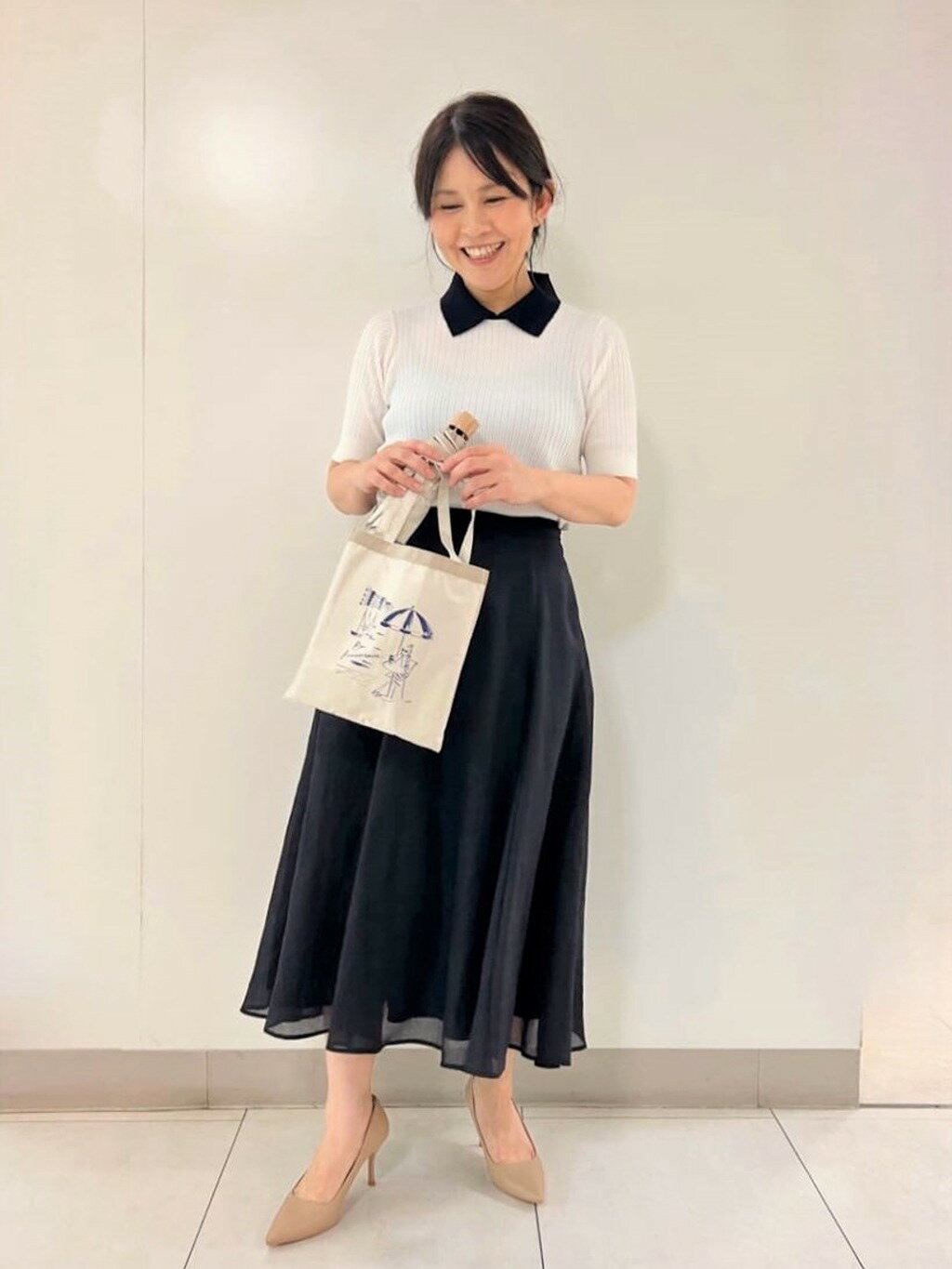 AMACAのブライトレーヨンニットポロを使ったコーディネートを紹介します。｜Rakuten Fashion(楽天ファッション／旧楽天ブランドアベニュー)5664447