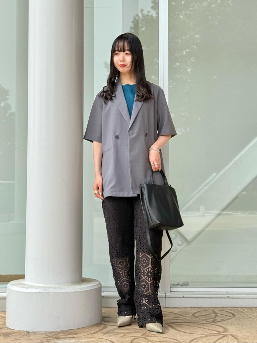 UNITED ARROWS LTD. OUTLETのリブ ショートスリーブニット -ウォッシャブル- を使ったコーディネート ...