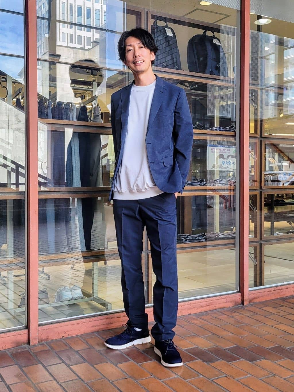 TAKEO KIKUCHIの【抗菌防臭】COOL DOTS(R)ドビープリント ジャケットを使ったコーディネートを紹介します。｜Rakuten Fashion(楽天ファッション／旧楽天ブランドアベニュー)5675443