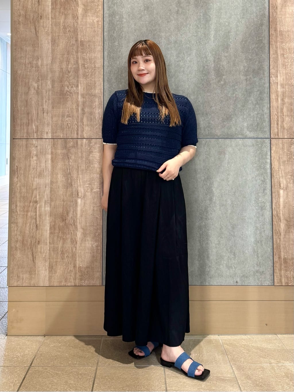 UNITED ARROWS LTD. OUTLETのスカシボーダー ショートスリーブニット -ウォッシャブル- を使ったコーディネート ...