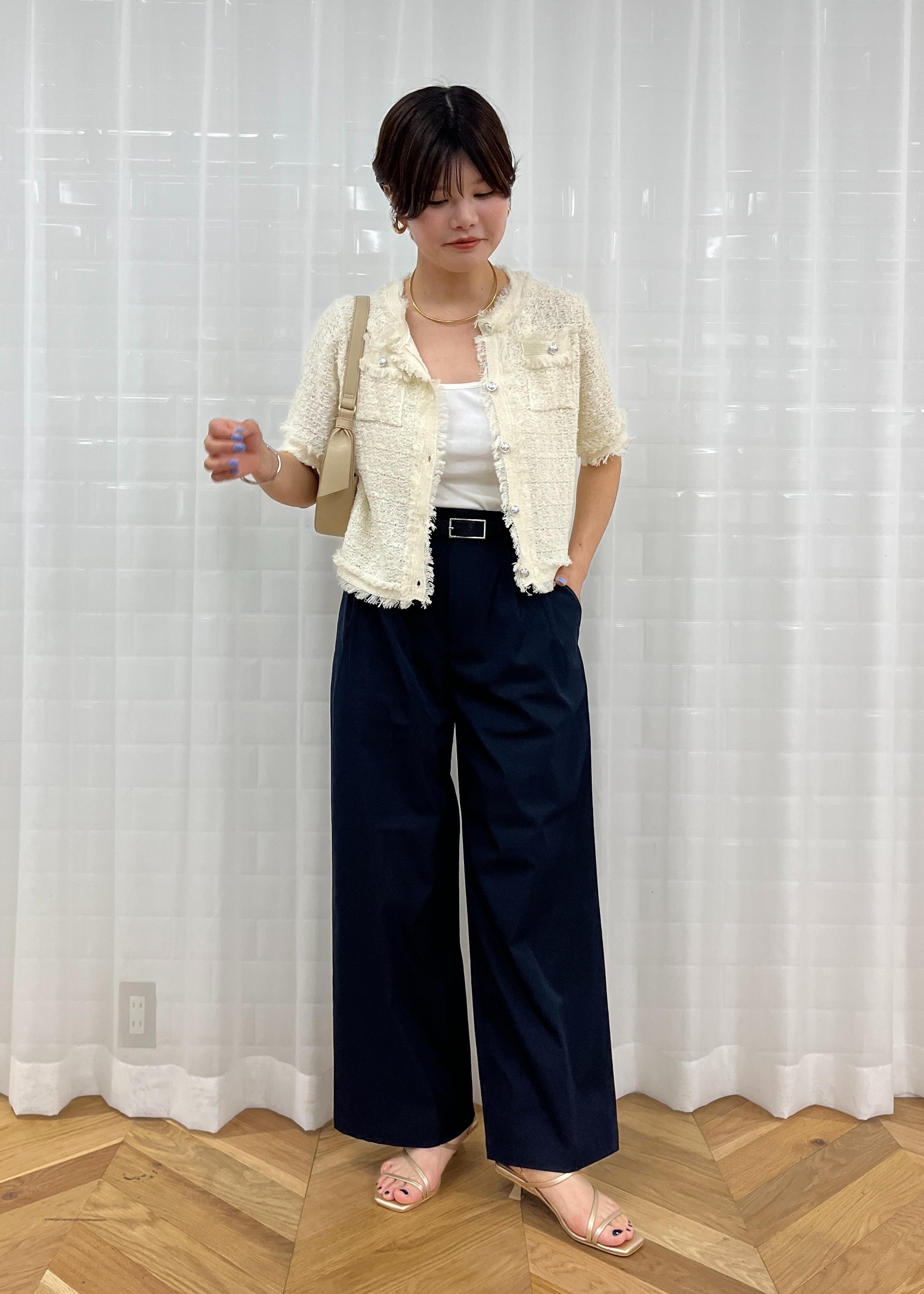 ROPE' PICNICの【サマー・ツイード】ハーフスリーブカーディガンを使ったコーディネートを紹介します。｜Rakuten Fashion(楽天ファッション／旧楽天ブランドアベニュー)5718166