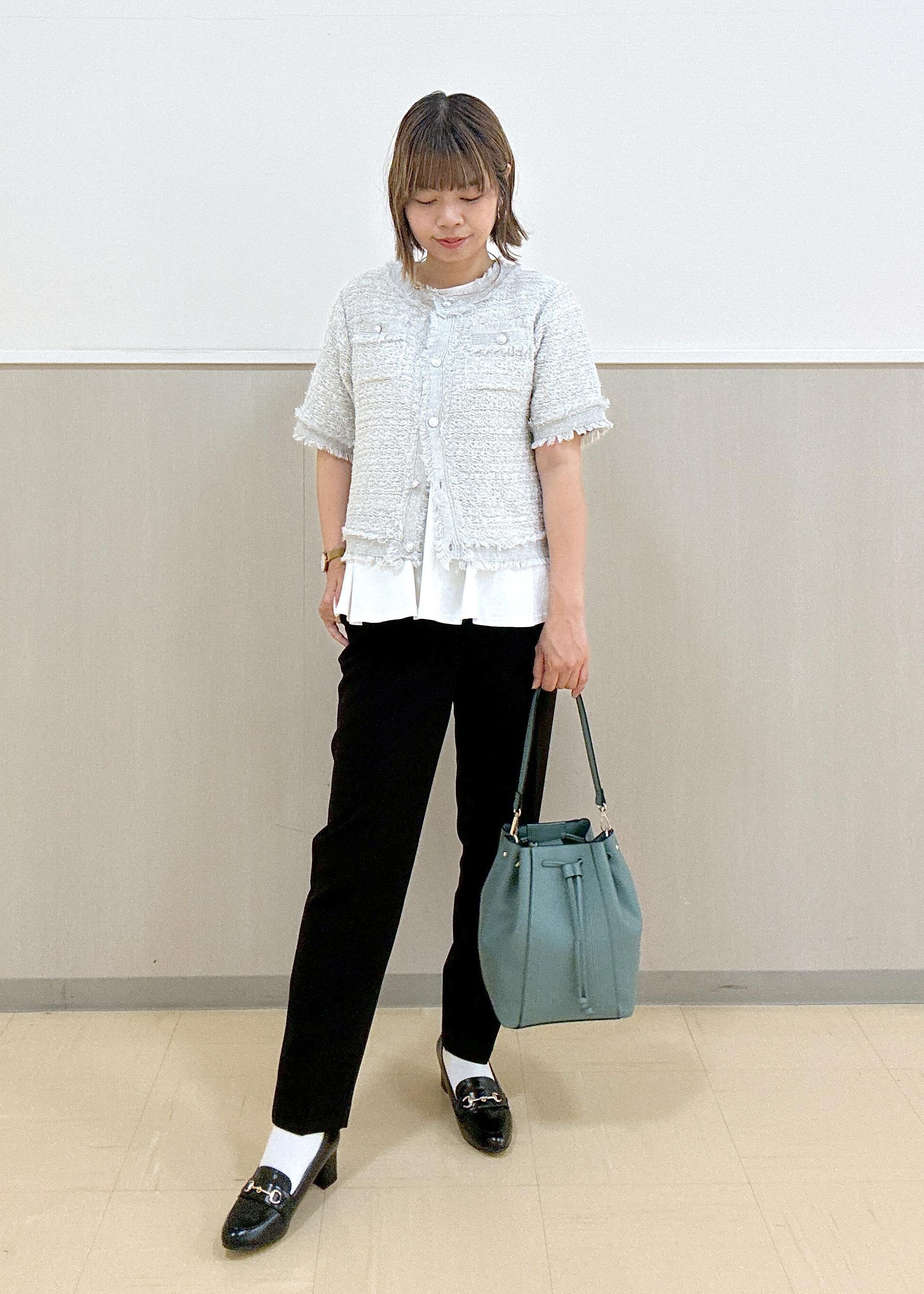 ROPE' PICNICの【サマー・ツイード】ハーフスリーブカーディガンを使ったコーディネートを紹介します。｜Rakuten Fashion(楽天ファッション／旧楽天ブランドアベニュー)5718366