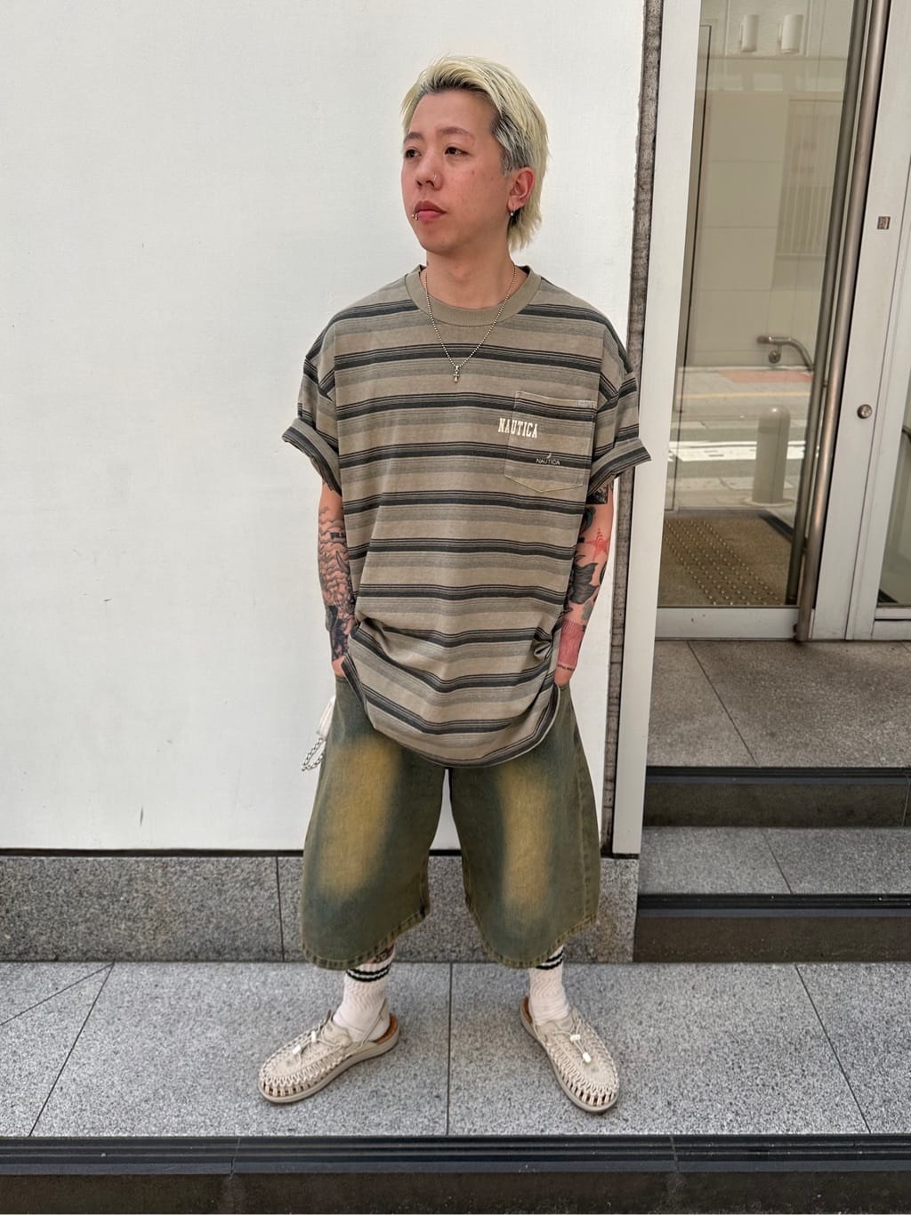 FREAK'S STORE | Garment Pigment Dyed Hidden Logo Multi Border S/S