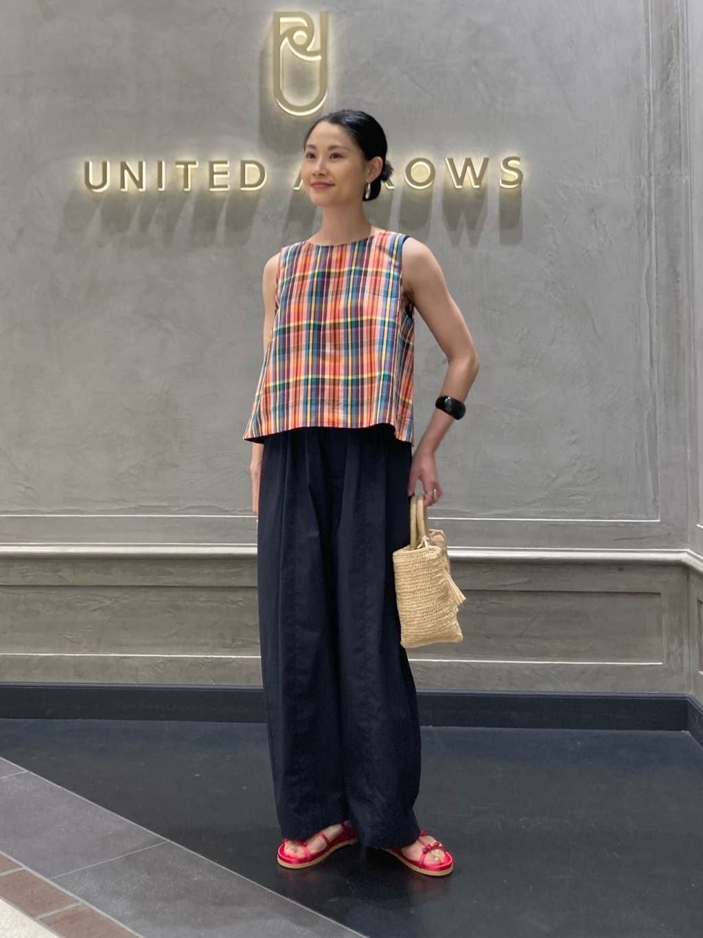 UNITED ARROWS LTD. OUTLET | チェック フレアノースリーブ トップス