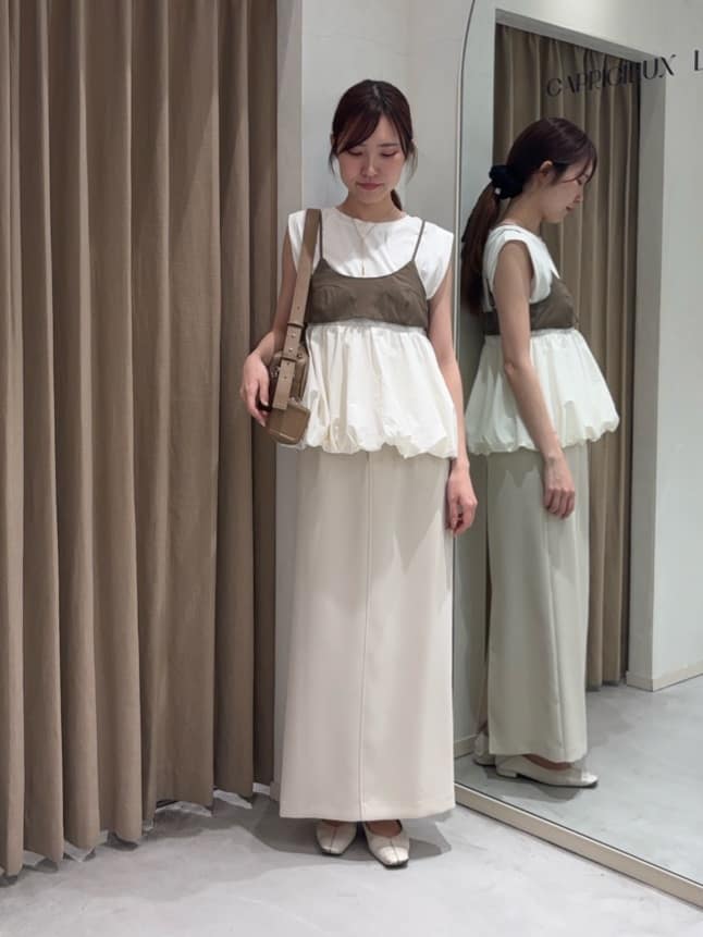 【新品同様】CAPRICIEUX LE'MAGE ビスチェ付BIG襟シャツ セール】【セットアイテム】ビスチェ付BIG襟シャツ（シャツ
