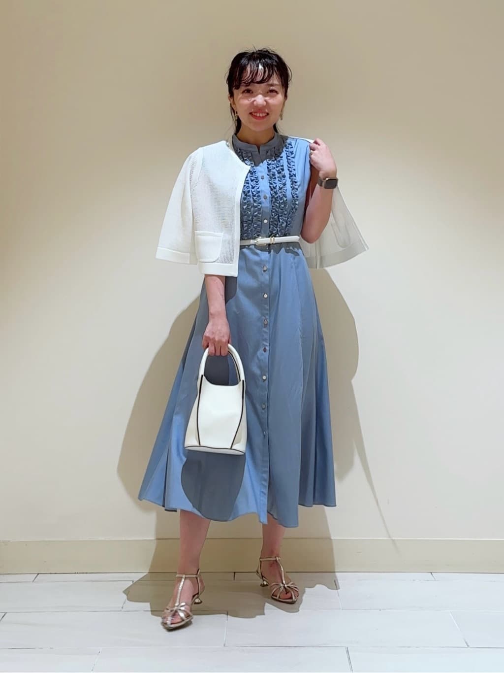 ANAYI | デニムライクツイルフリルワンピース | Rakuten Fashion(楽天