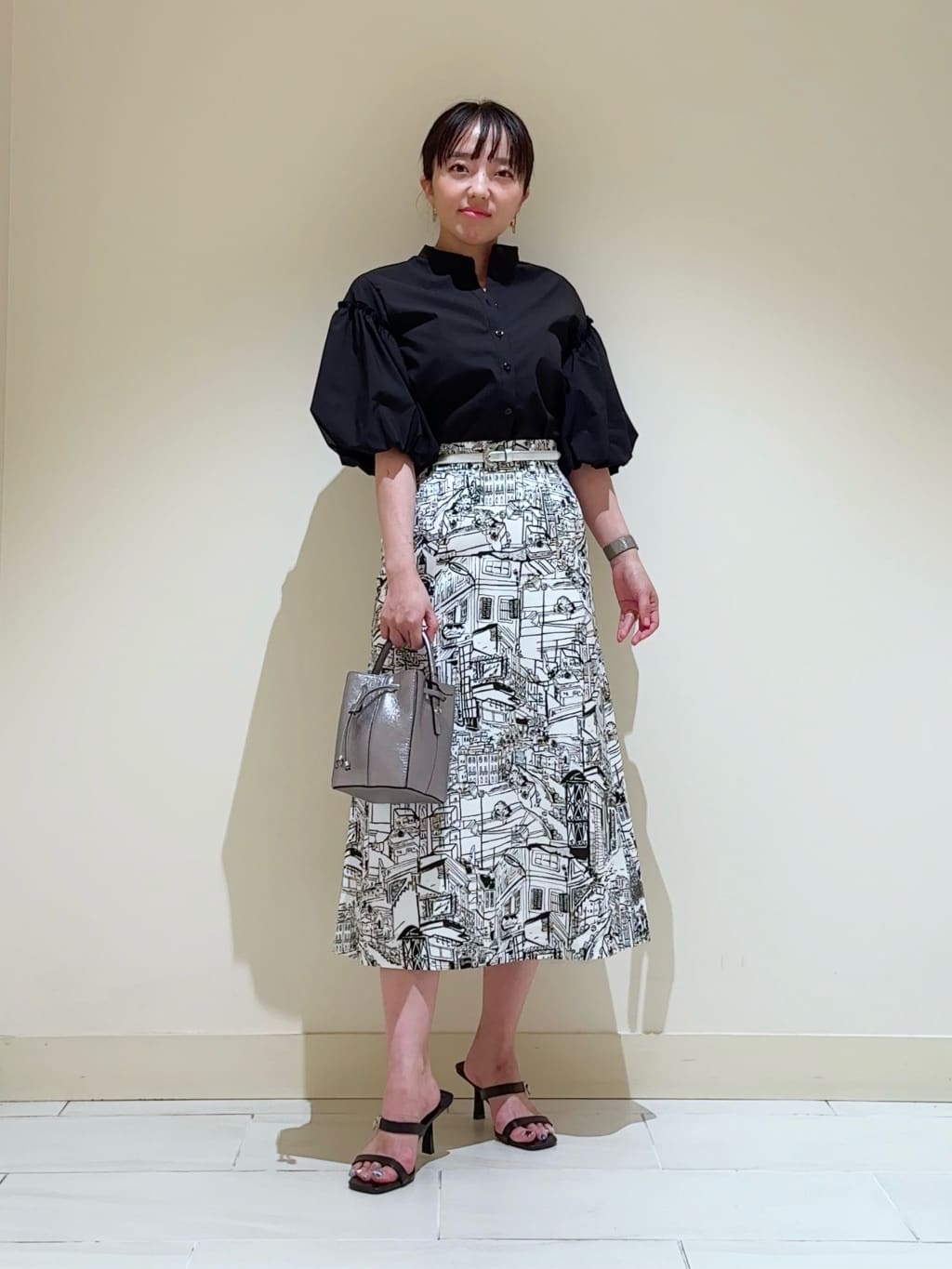 ANAYI | シティスケーププリントAライン スカート | Rakuten Fashion