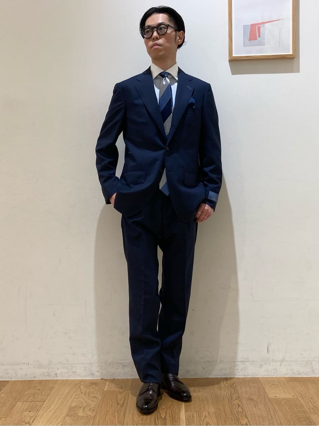 UNITED ARROWS green label relaxing パールボタン付きネイビー