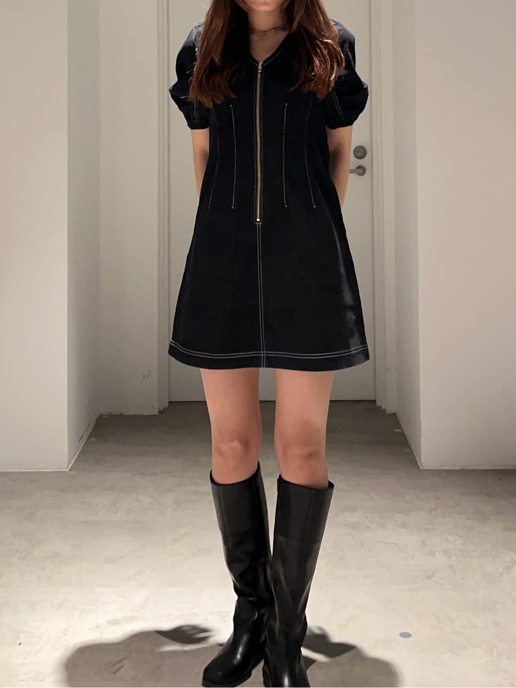 AZUL by moussy | フロントジップ半袖デニムワンピース | Rakuten