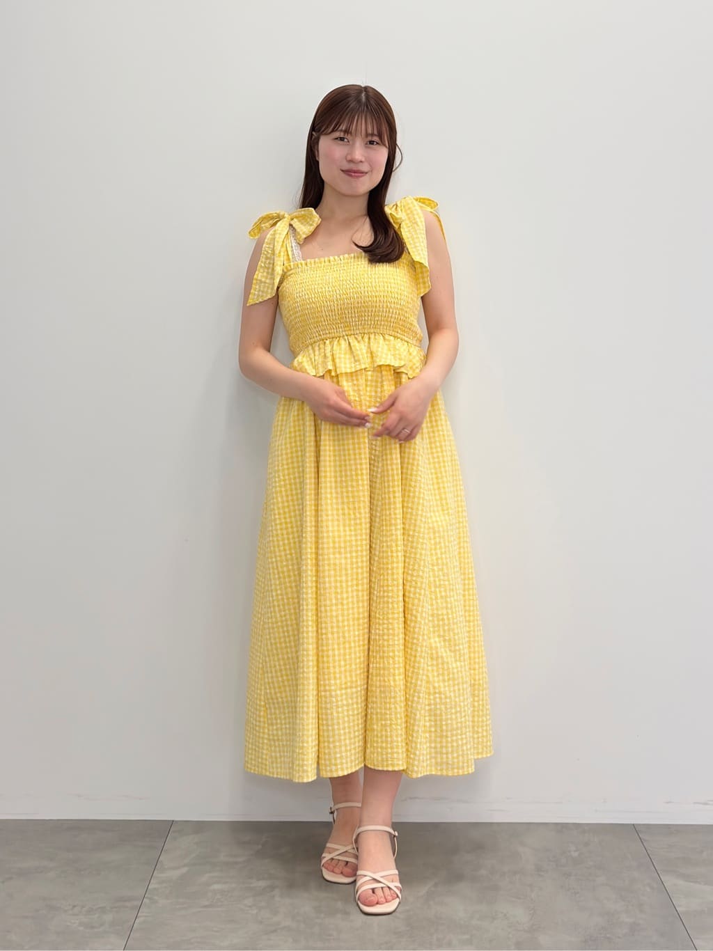 Areeam | シャーリングチェックキャミワンピース | Rakuten Fashion