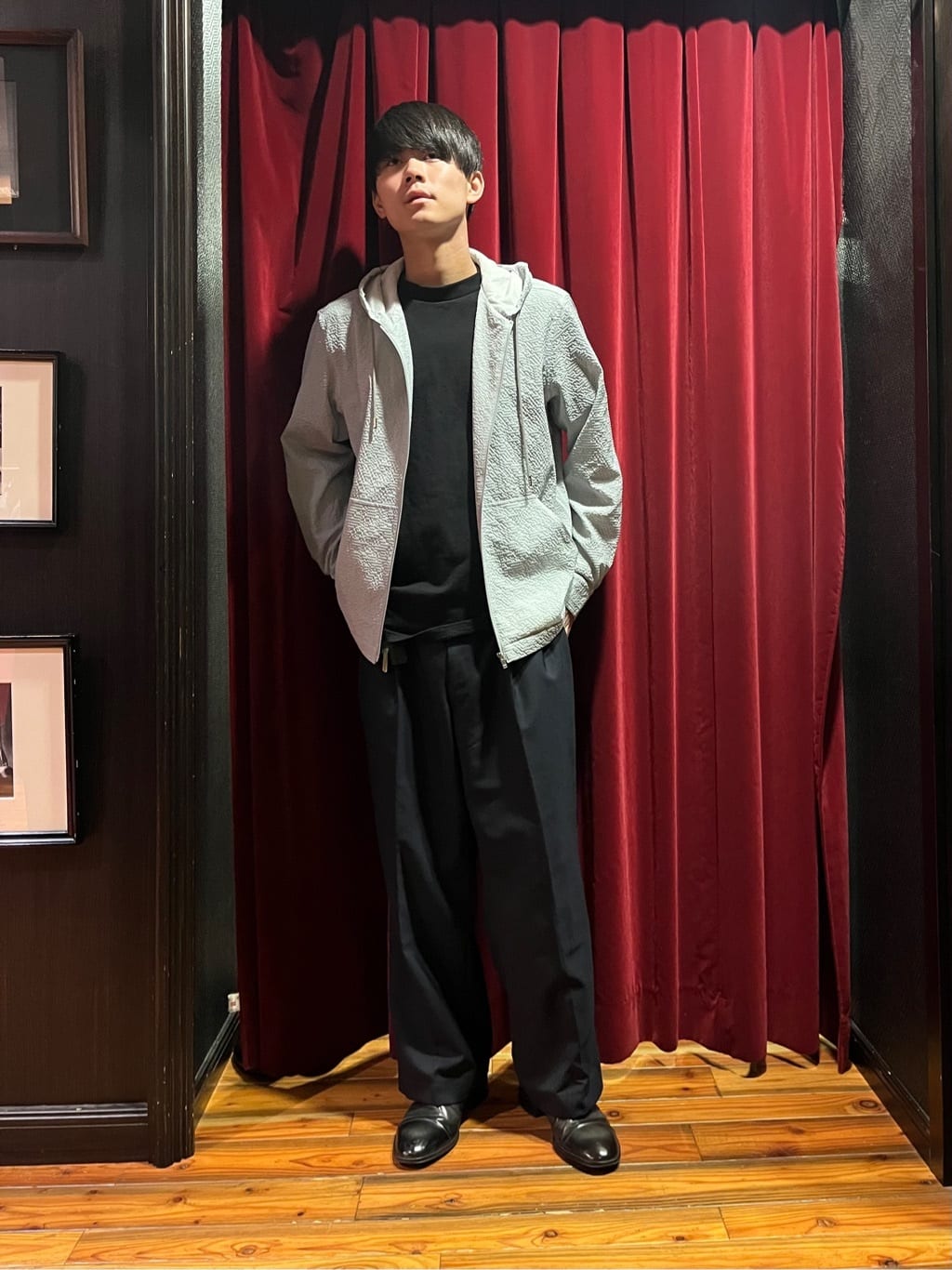 TAKEO KIKUCHIの【軽羽織】リップル プリント シャツパーカを使ったコーディネートを紹介します。｜Rakuten Fashion(楽天ファッション／旧楽天ブランドアベニュー)5782716