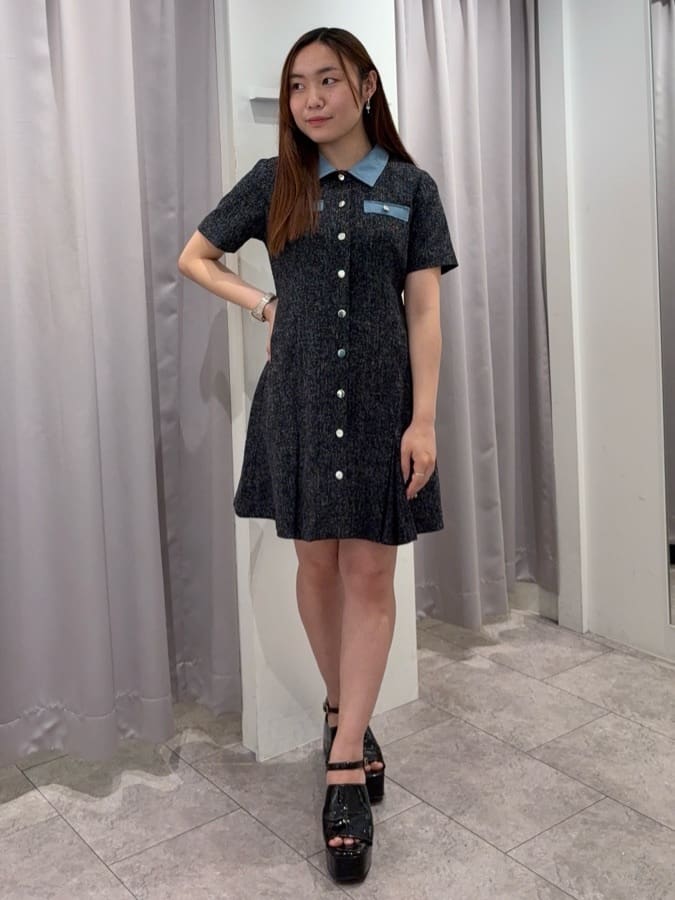 REDYAZELのサマーツイード襟つきミニワンピースを使ったコーディネートを紹介します。｜Rakuten Fashion(楽天ファッション／旧楽天ブランドアベニュー)5783227